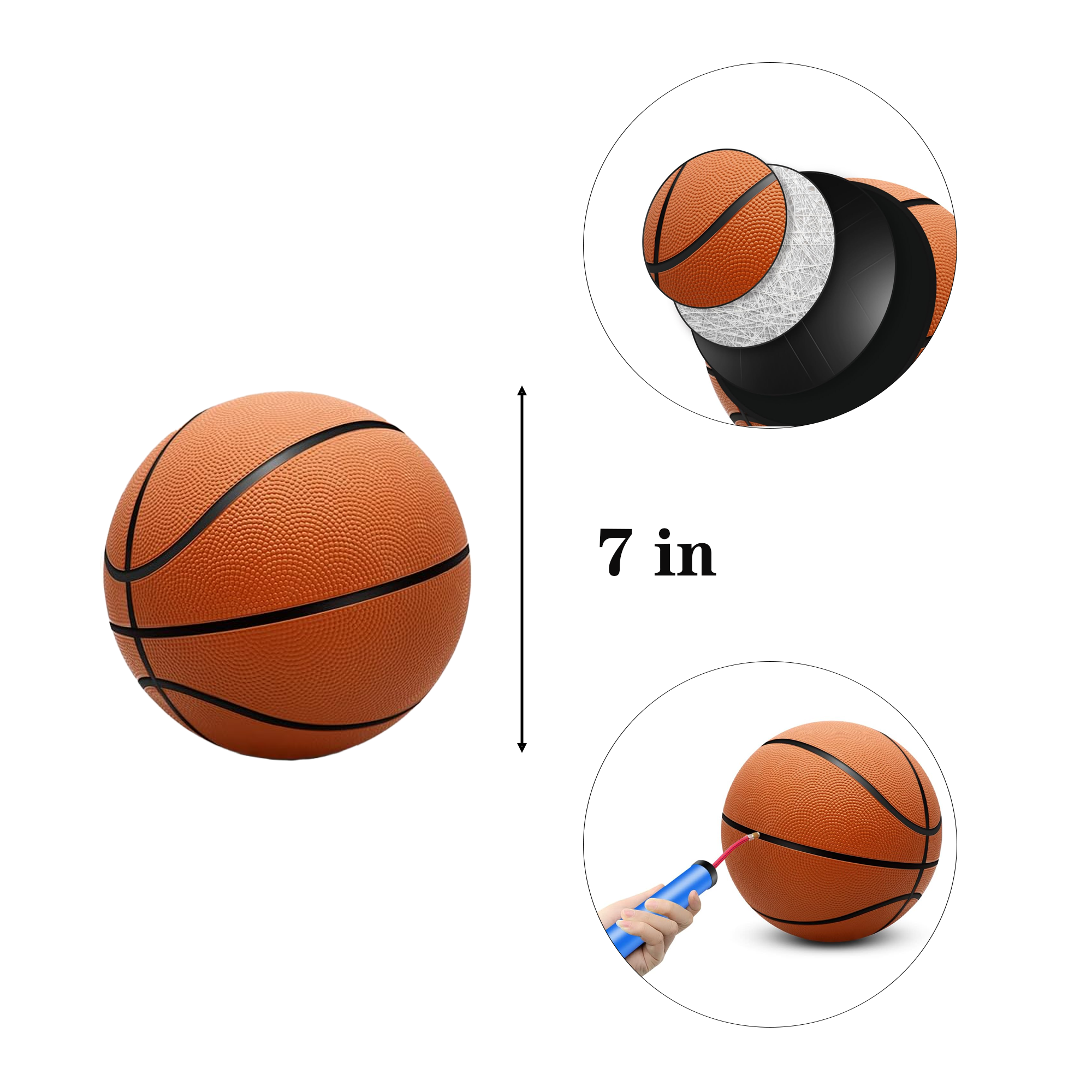 7-inch Children's Rubber Training Basketball 3