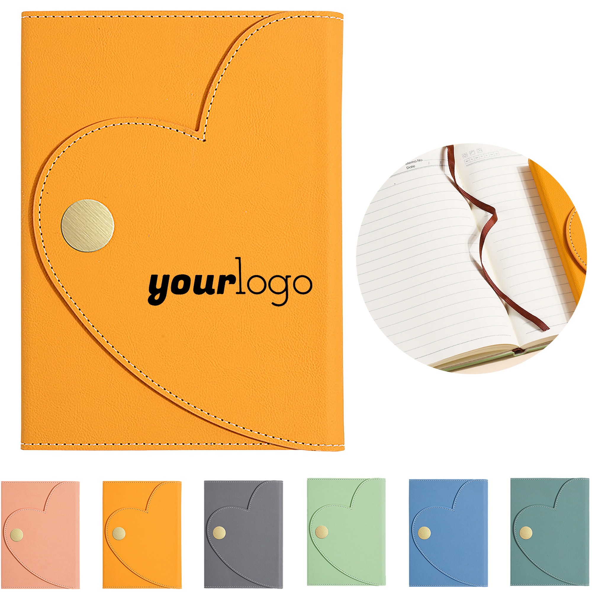 Leather Journal with Heart - Style Button Closure 2