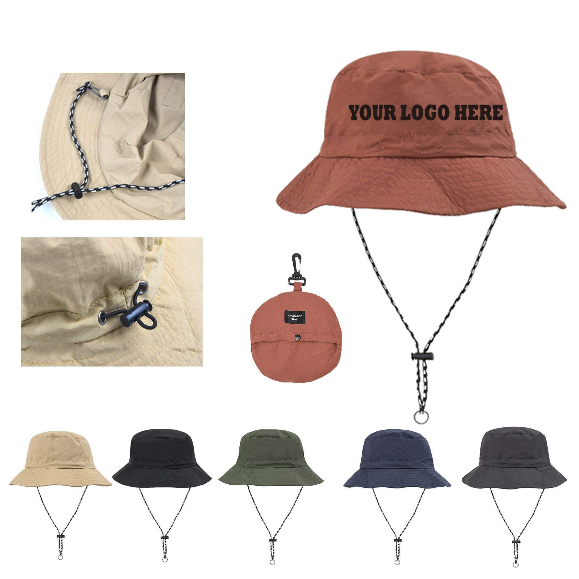 MOQ100 Wide Brim Sun Bucket Hat Customizable Logo 2