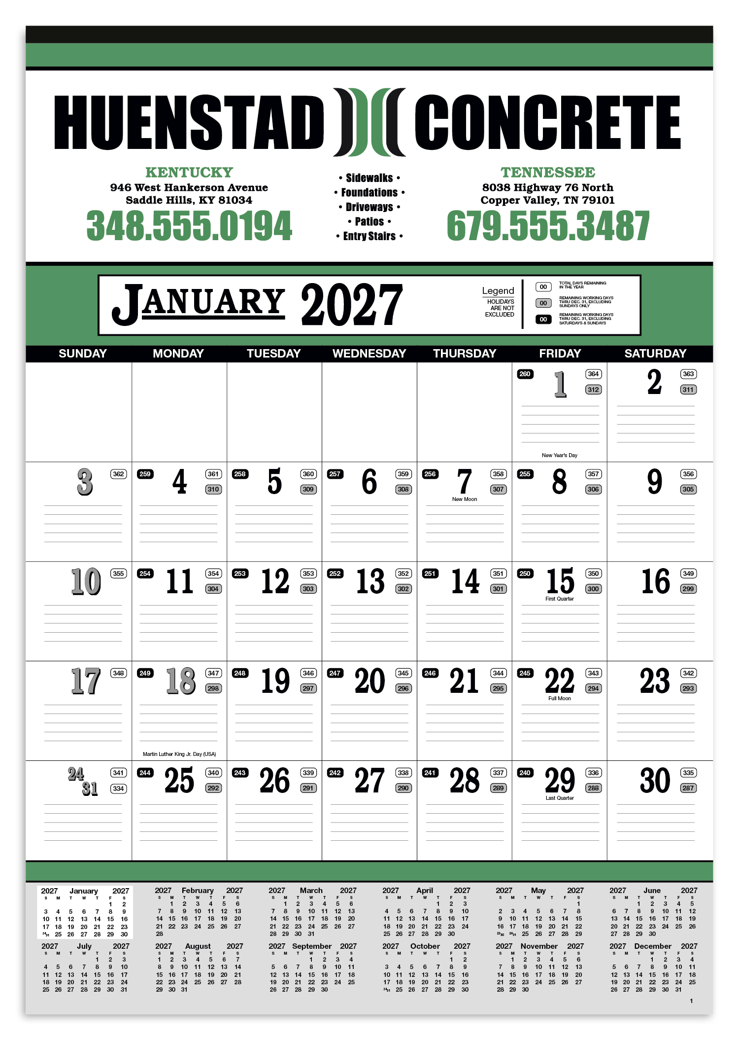 Skinner & Kennedy® Contractor's 13-Sheet Calendar 4