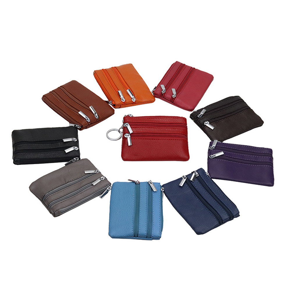 cowhide card money coin purses With Zipper Pocket 10