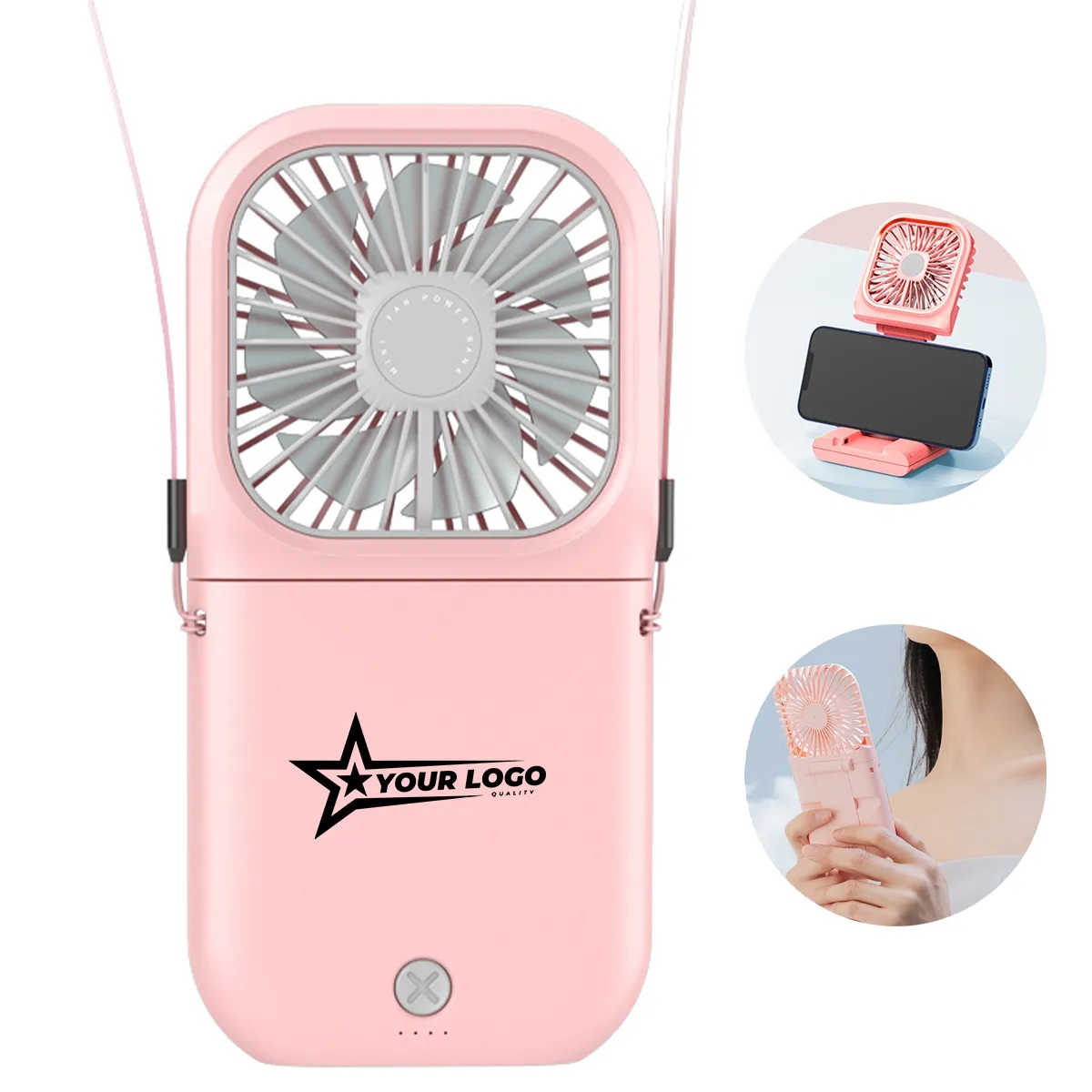 Portable Mini Fan Small Battery Powered Removable Neck Strap 3