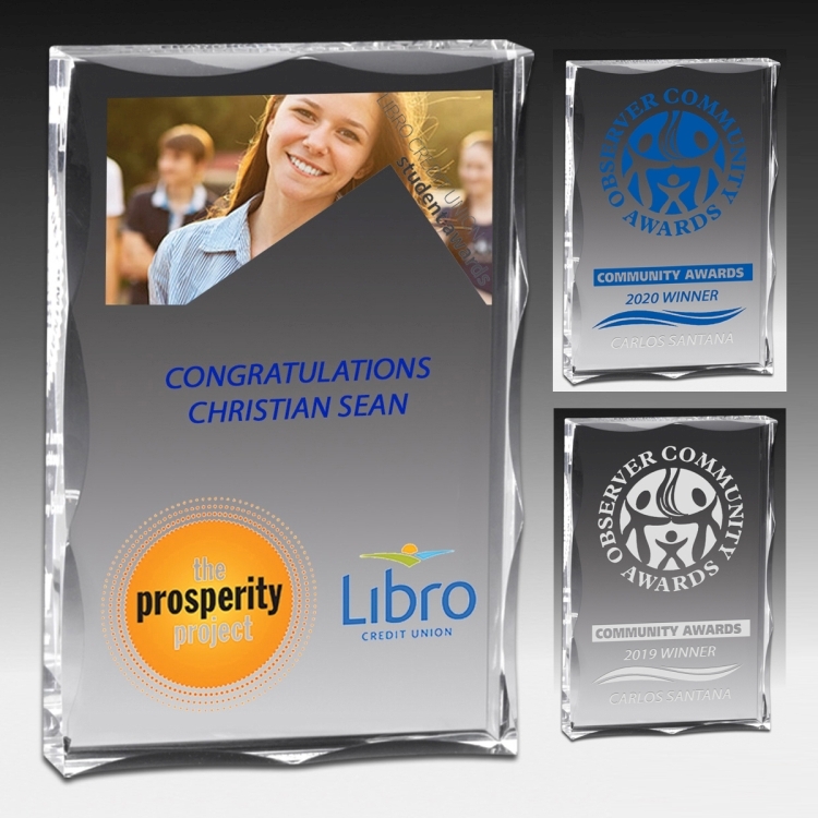 Large Scalloped Block Award - 4” x 6” x 1” -2245L (Laser)