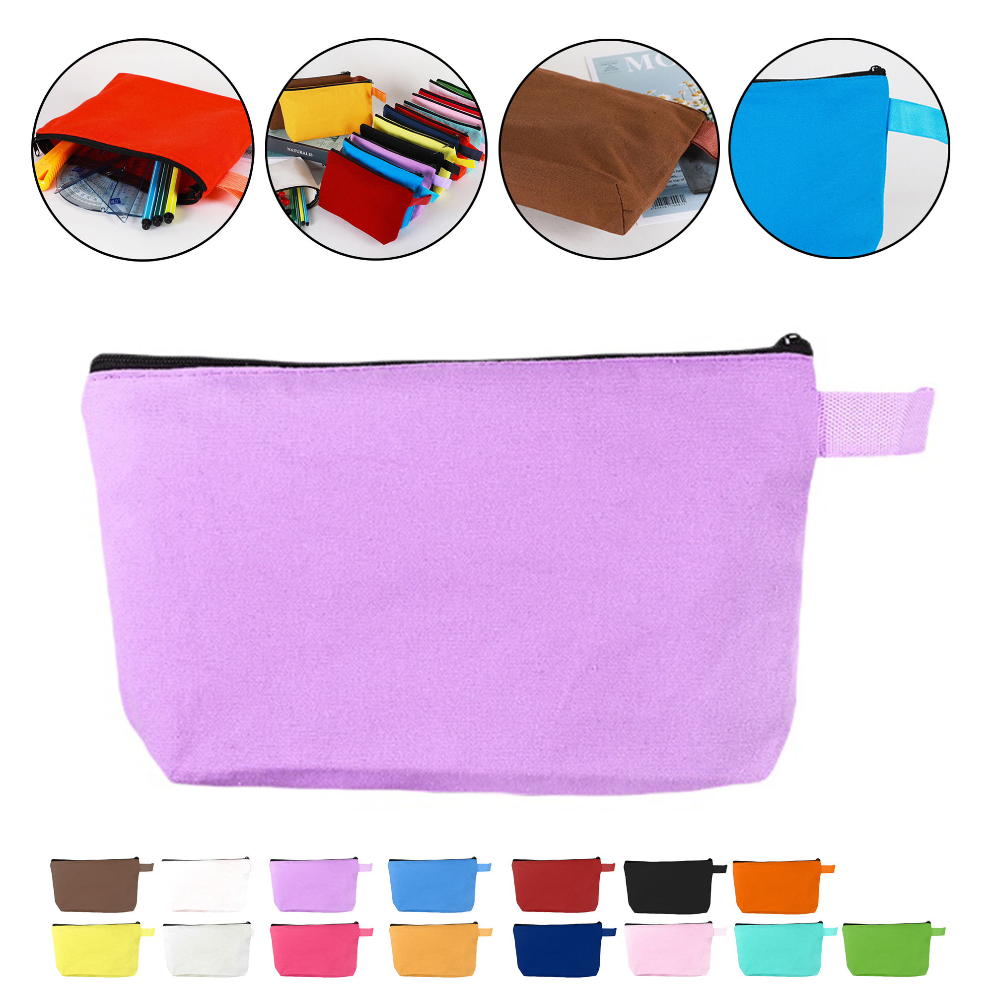 Small Cosmetic Pouch Zipper Handbag Student Stationery Pencil Case Canvas Storage Bag 4