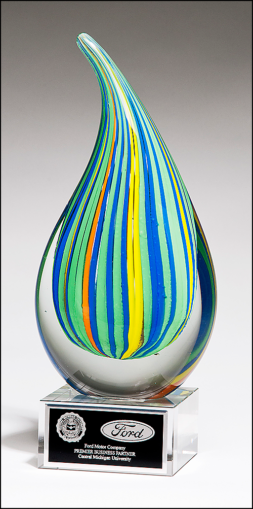 Pixey Blue Green Art Glass 8" 2
