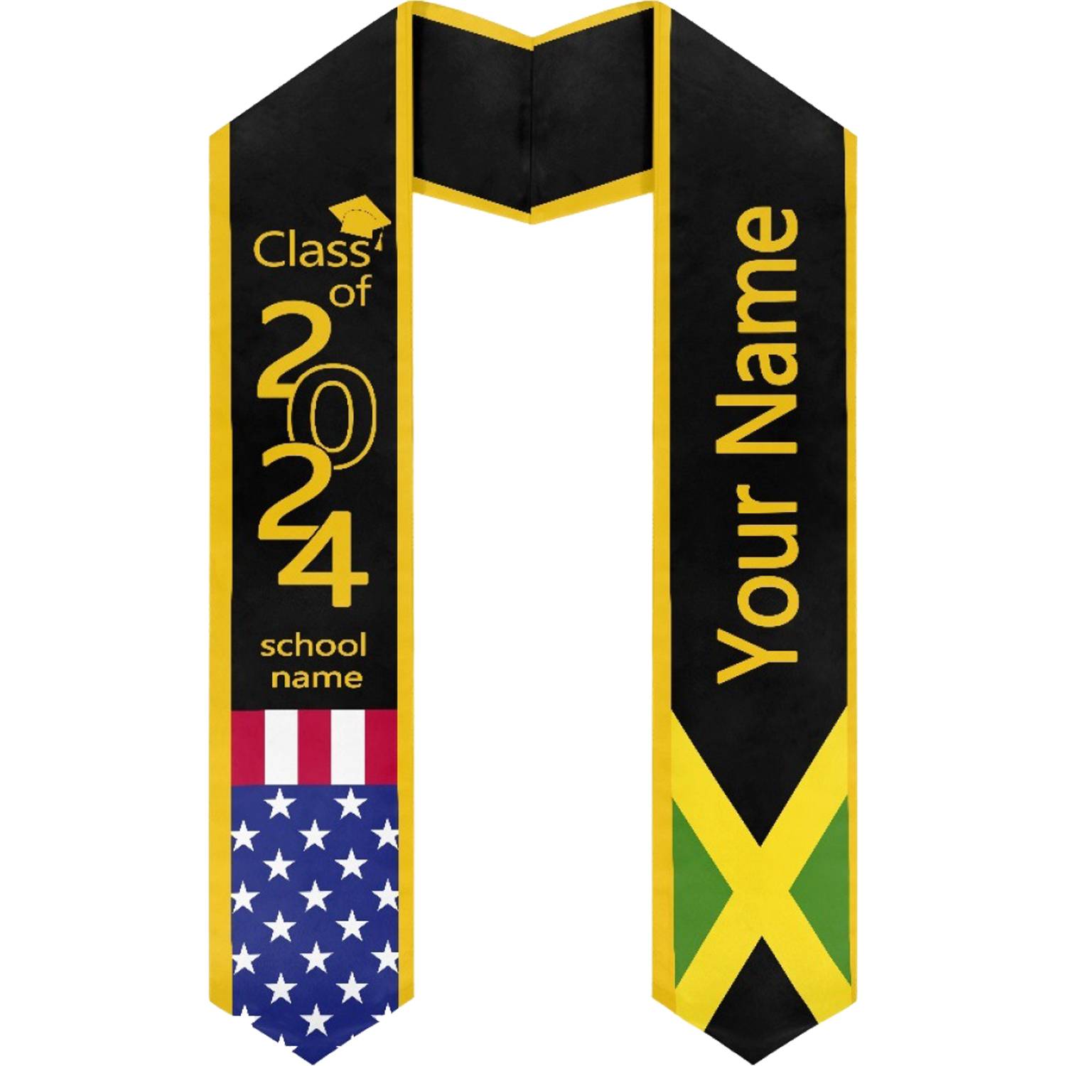 37" Custom Wearproof Graduation Stole Sash w/ Name & Photo 1