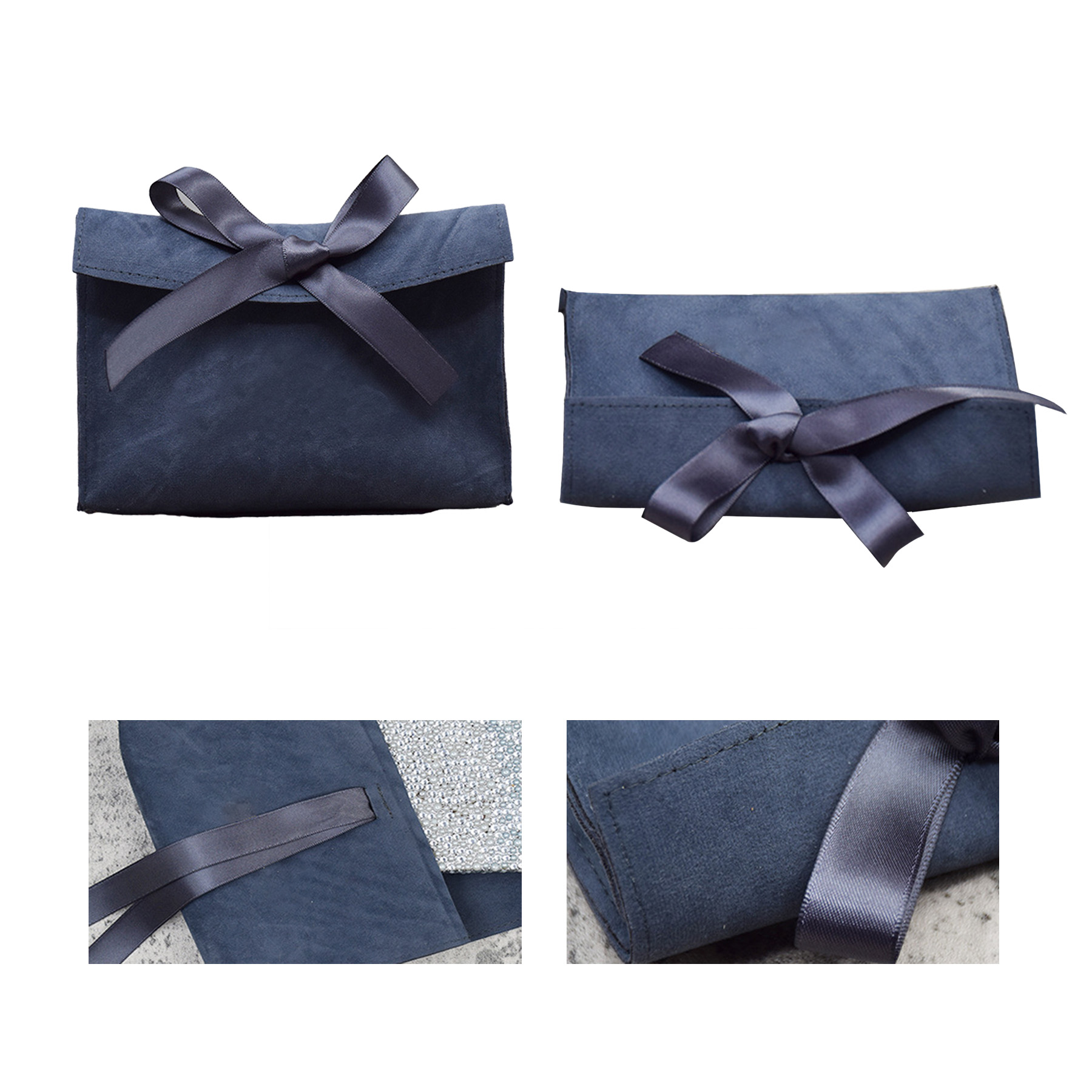 Custom luxury design velvet suede bag with bow knot 1