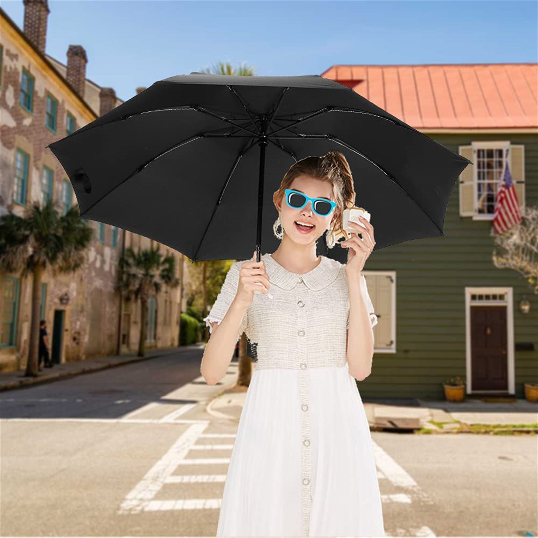 42" Arc Uv Protection Folding Umbrella 5