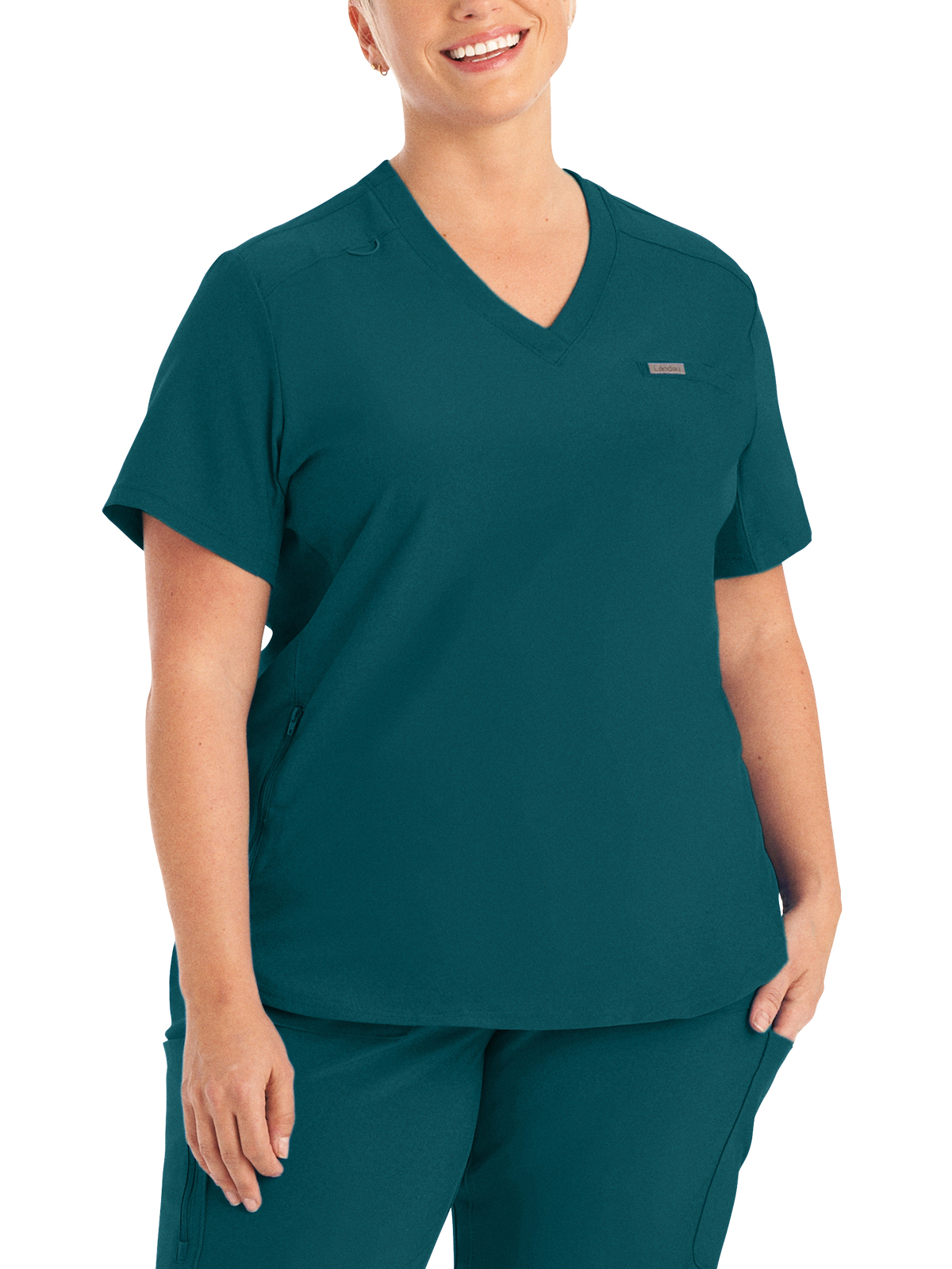 Landau - Forward - Women's Two-Pocket Shirttail Hemline V-Neck Top 54
