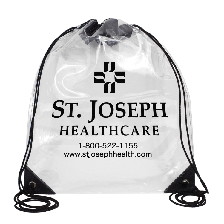 13" W x 16" H - "Everest" Tall Clear Drawstring Cinch Pack Backpack 9