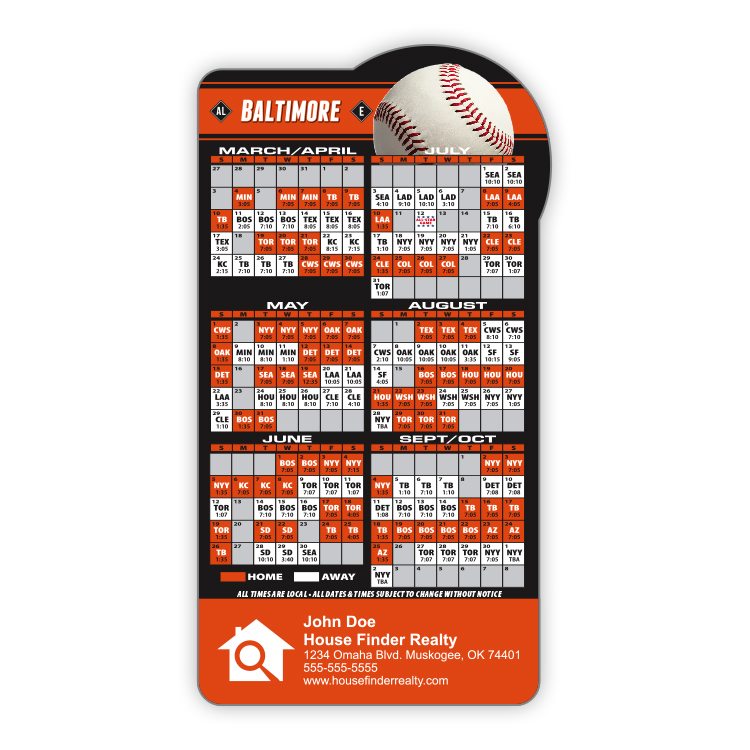 Magnet Sport Schedules - Baseball Shape (3.875x7.25) - 25 mil. 3