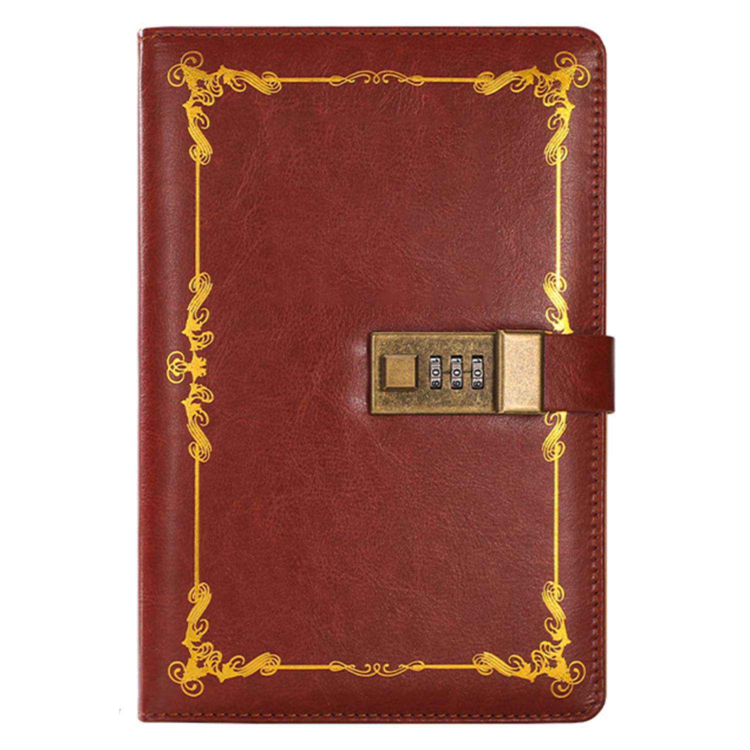 A5 Retro PU Leather Combination Lock Notebooks 2