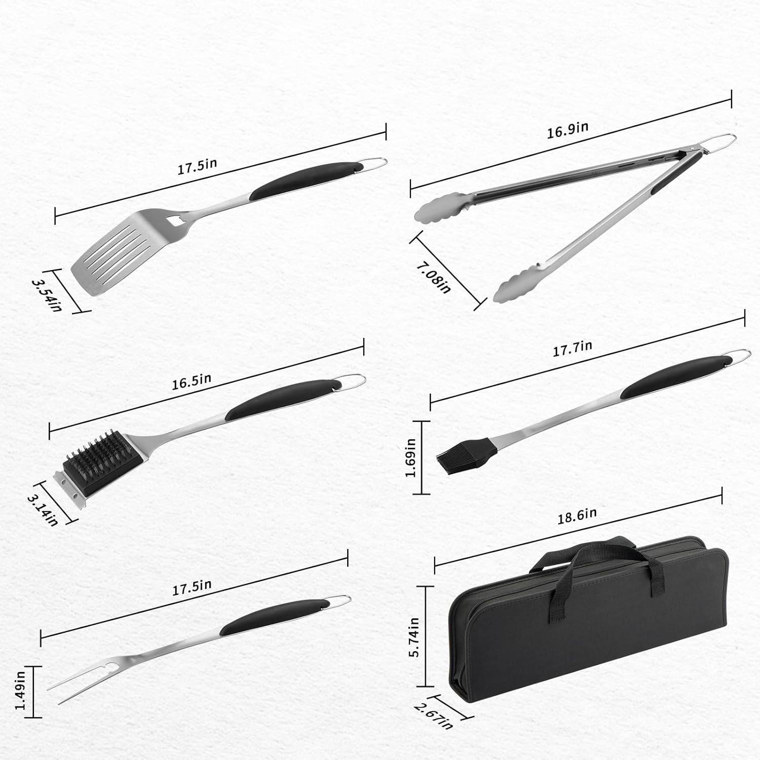 Outdoor Stainless Steel BBQ Tool Set w/ Canvas Bag 4