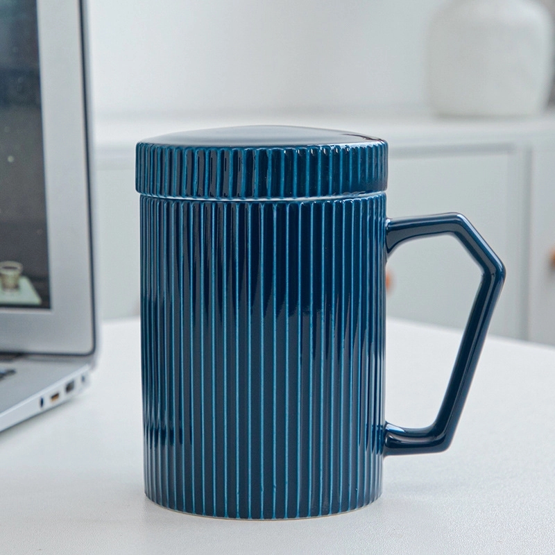 Custom 12 Oz Creative Striped Ceramic Mug 7