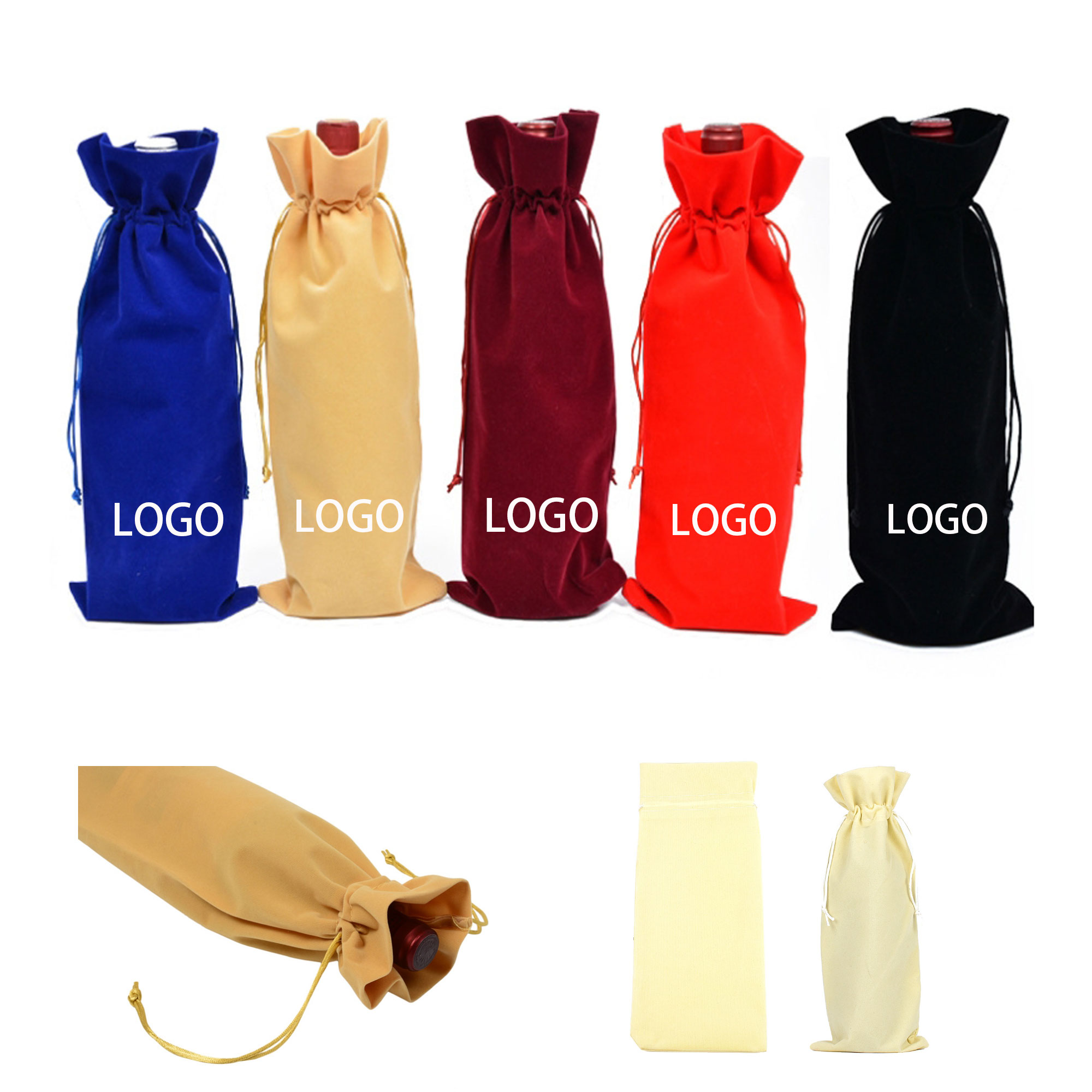 Velvet Drawstring Wine Bottle Bag 2