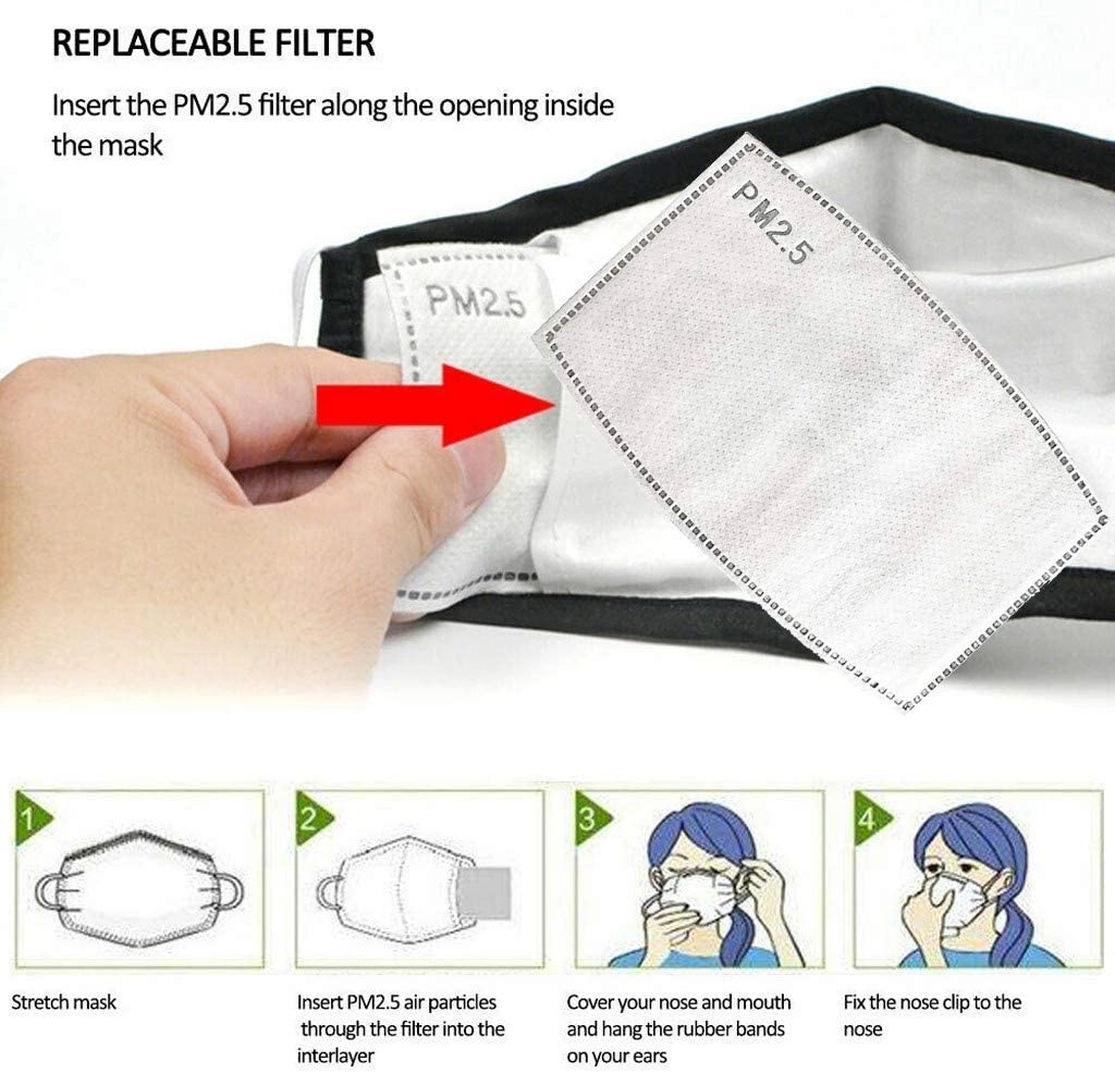 3-Ply shable and Reusable Cotton Face Mask with 2 filters 3