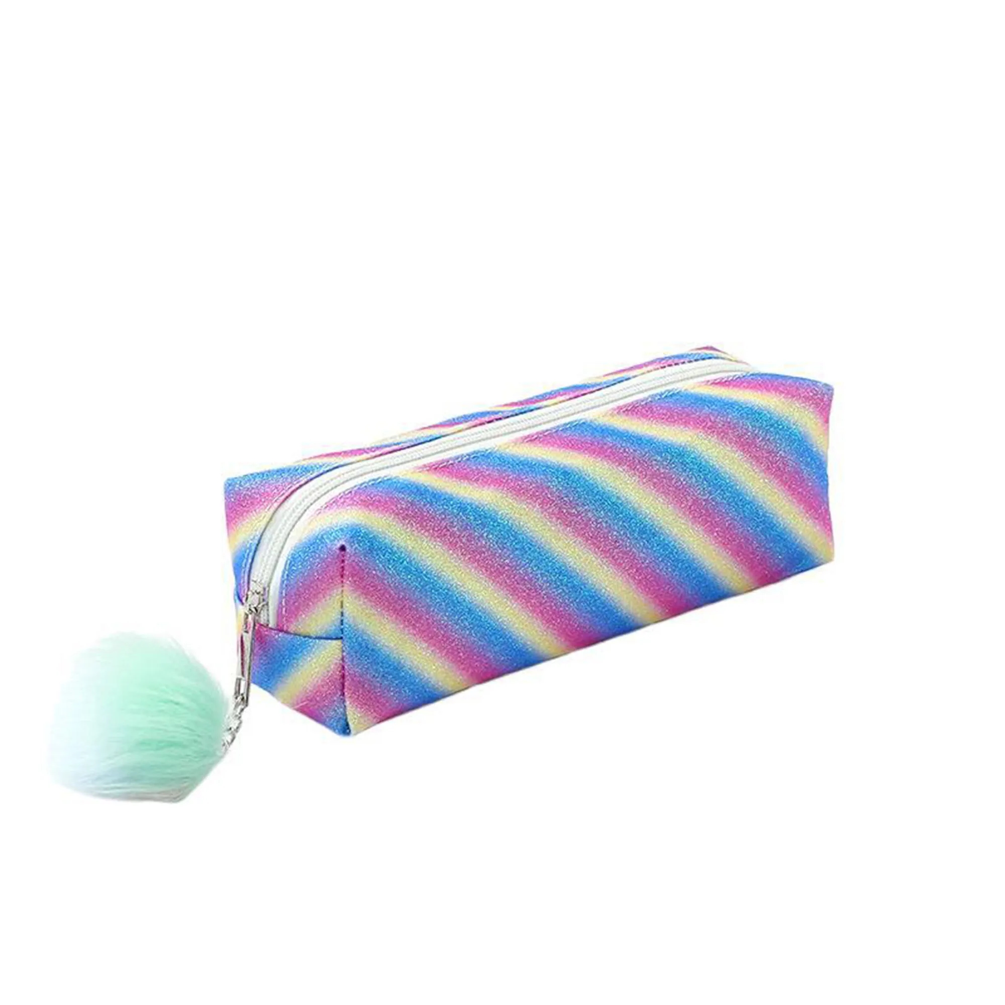 Rainbow Pencil Case With Plush Ball 3