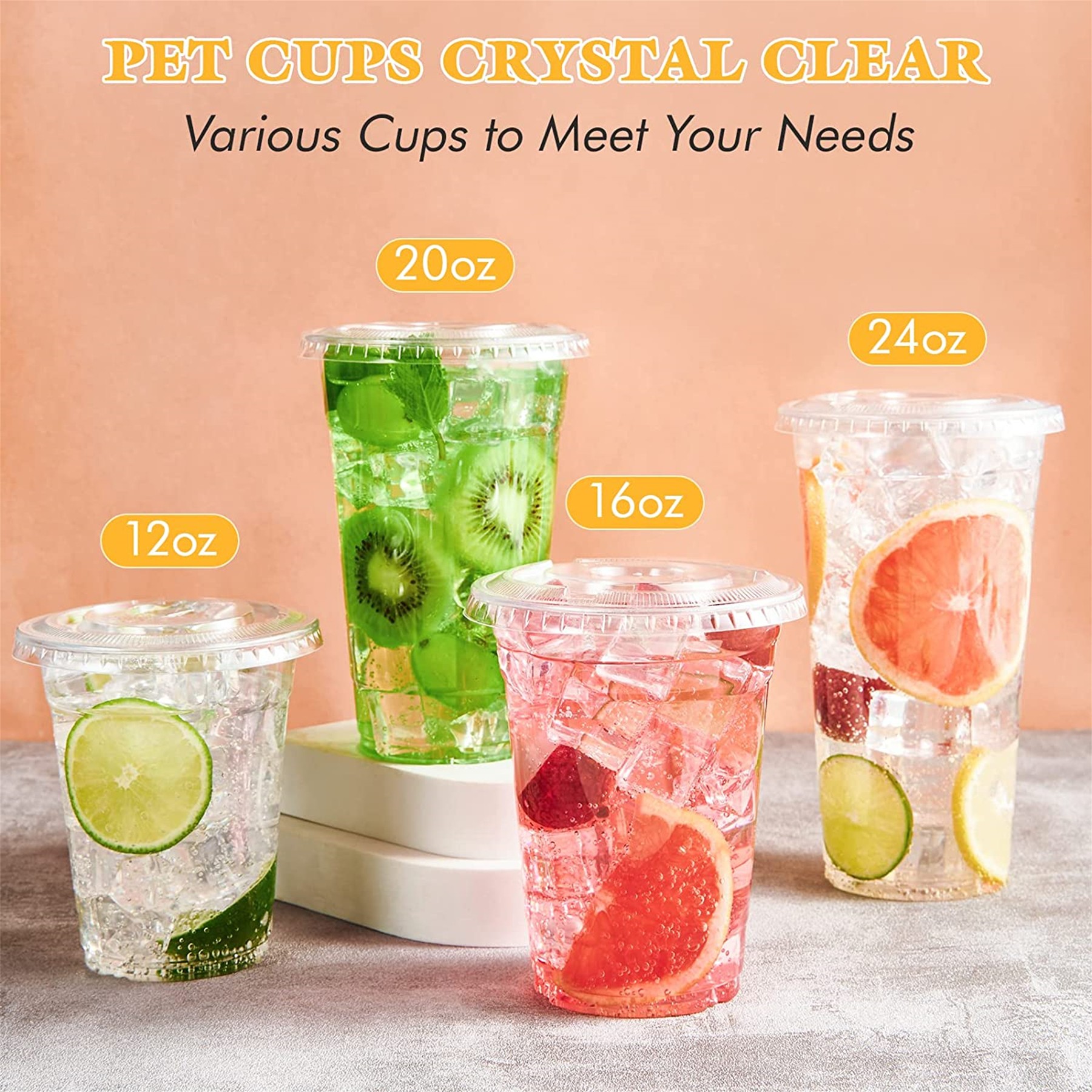 16Oz Crystal Clear Pet Cup With Lid 2