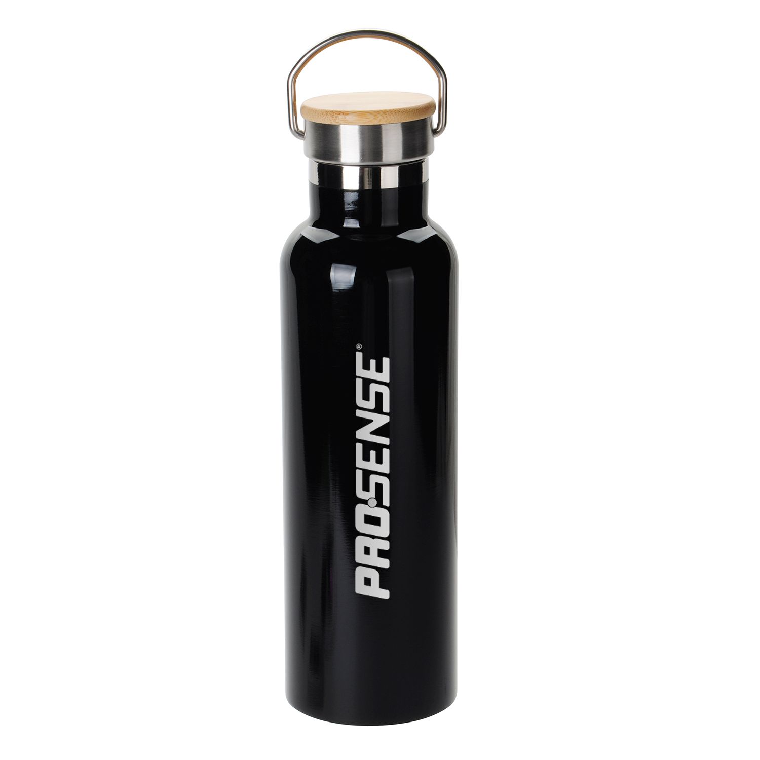20oz Bamboo Top SS Vacuum Bottle, custom water bottle with logo imprint 1