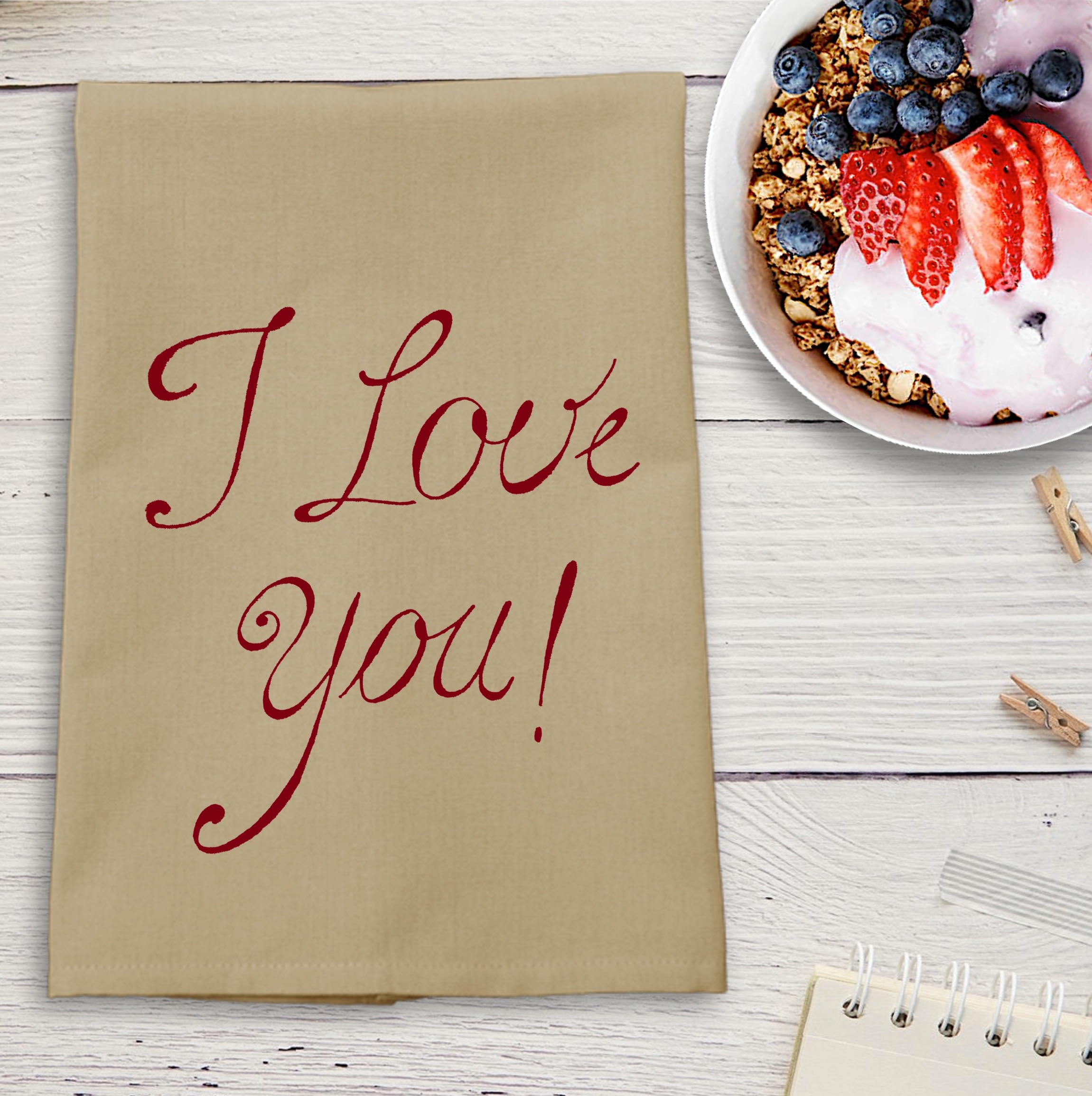 Wheat Solid Plain Weave Kitchen Towel with Custom Print 1