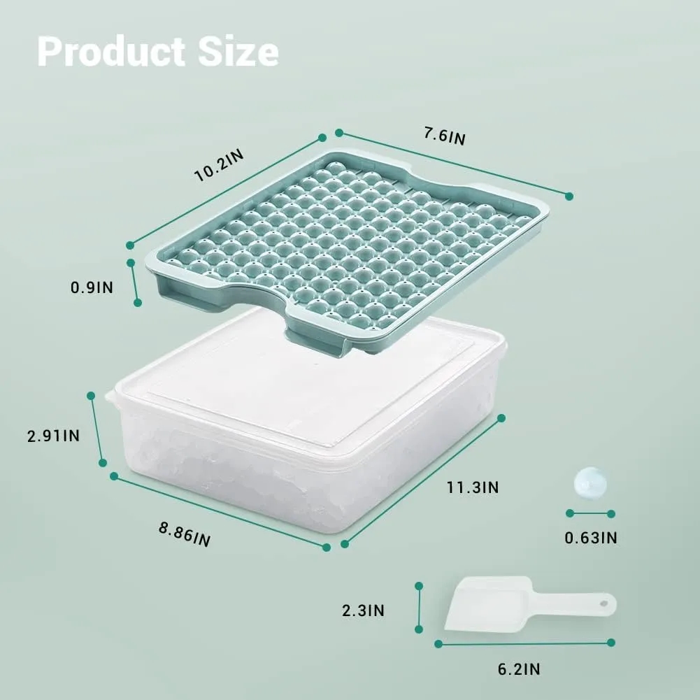 Mini Ice Cube Tray with Lid and Bin- 123X2 Pcs 4