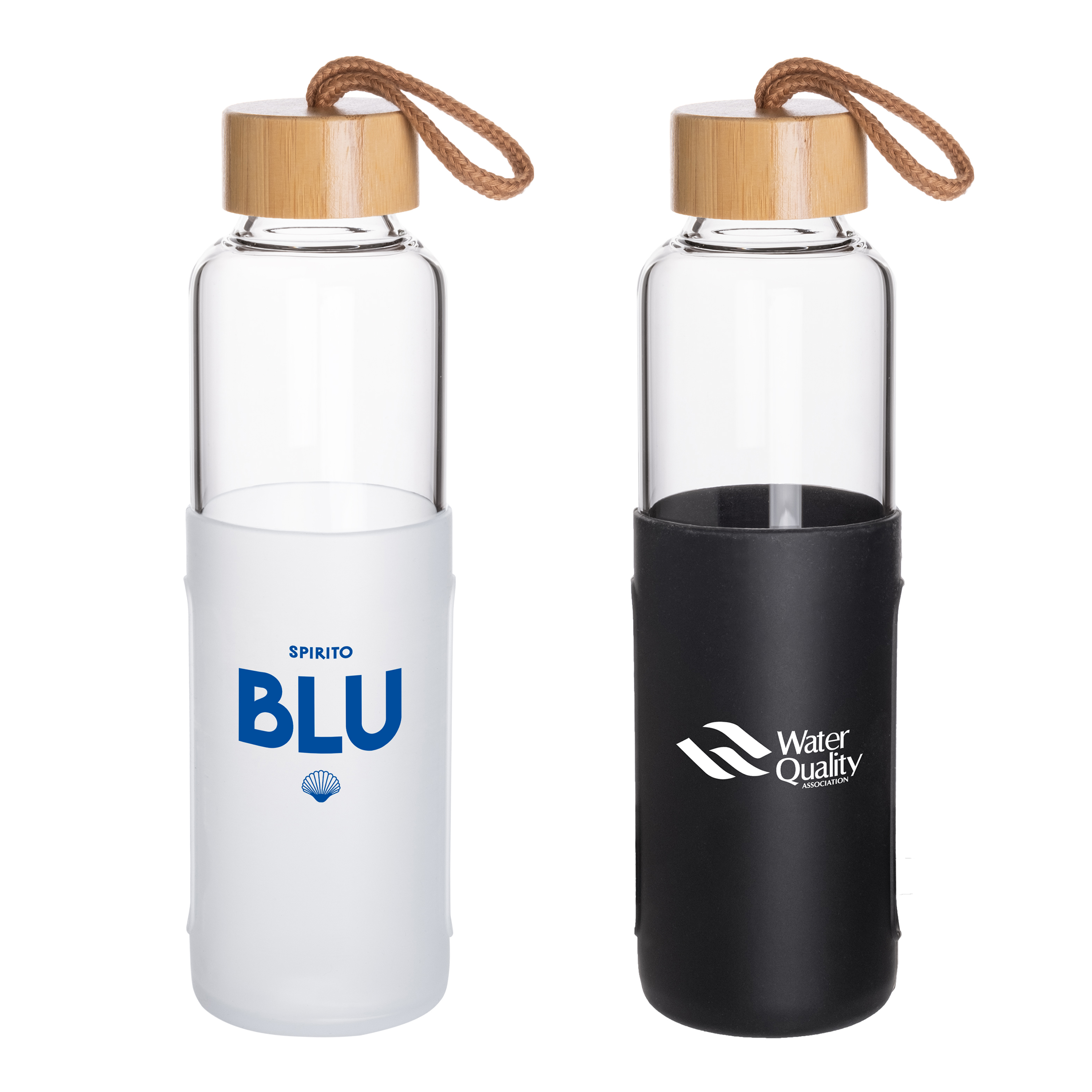 16 Oz. Glass Bottle w/Bamboo Cover Lid & Silicone Sleeve