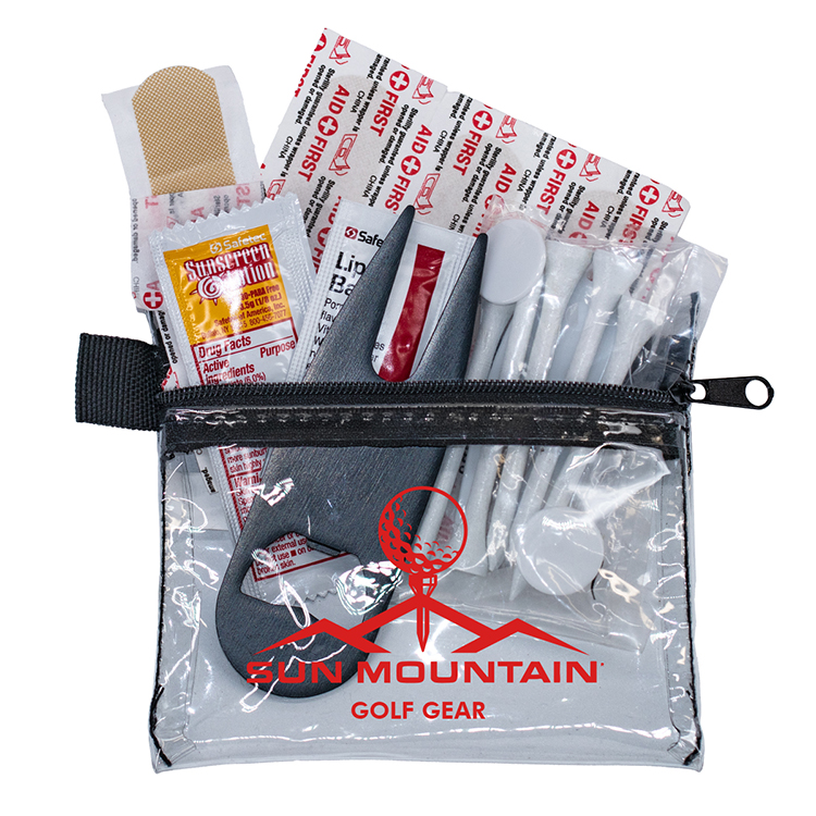 "DEL MONTE" 14 Piece Golf Kit Components inserted into Zipper Pack 15