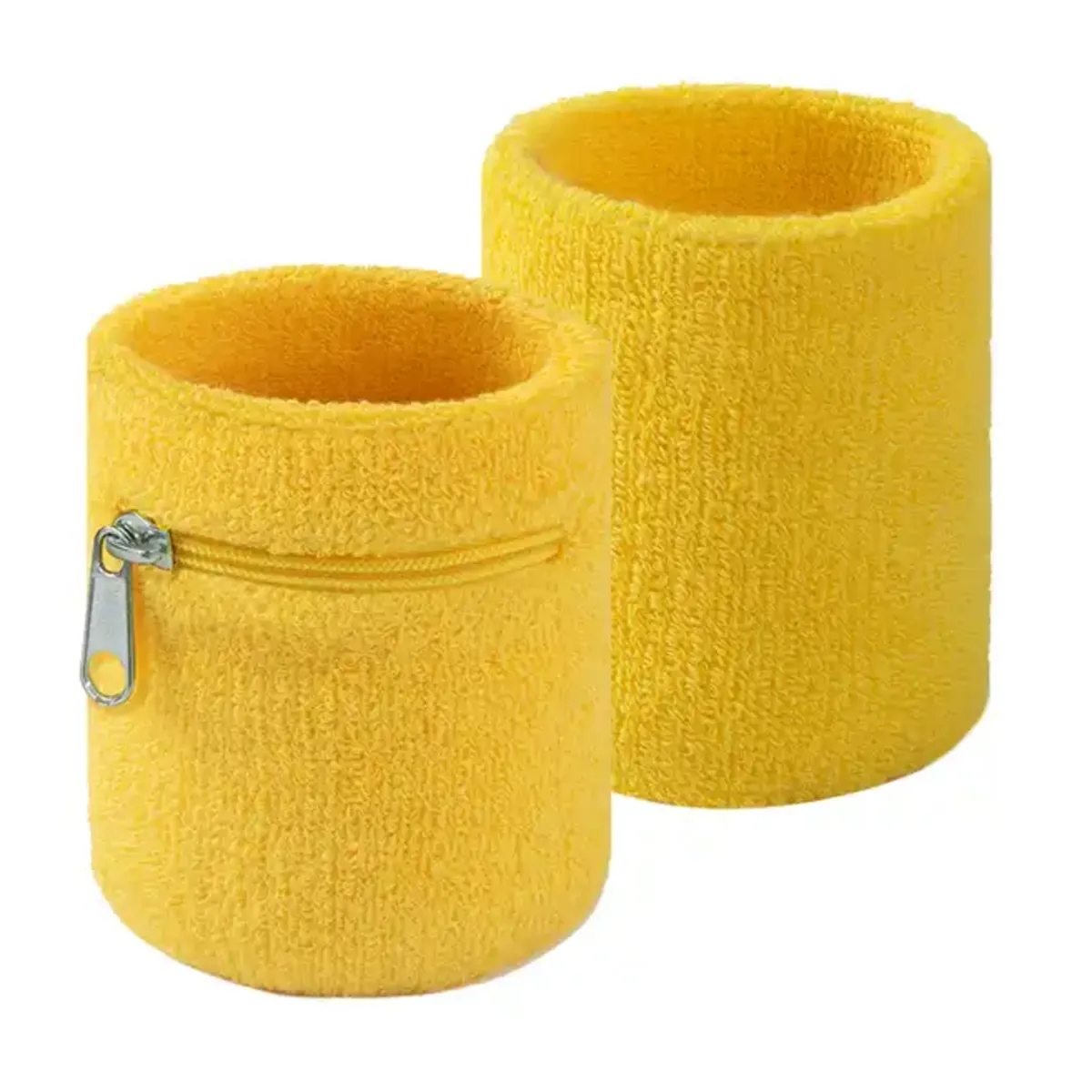 Cotton Sweatband Sport Elastic Wristband With Zipper Pocket 7