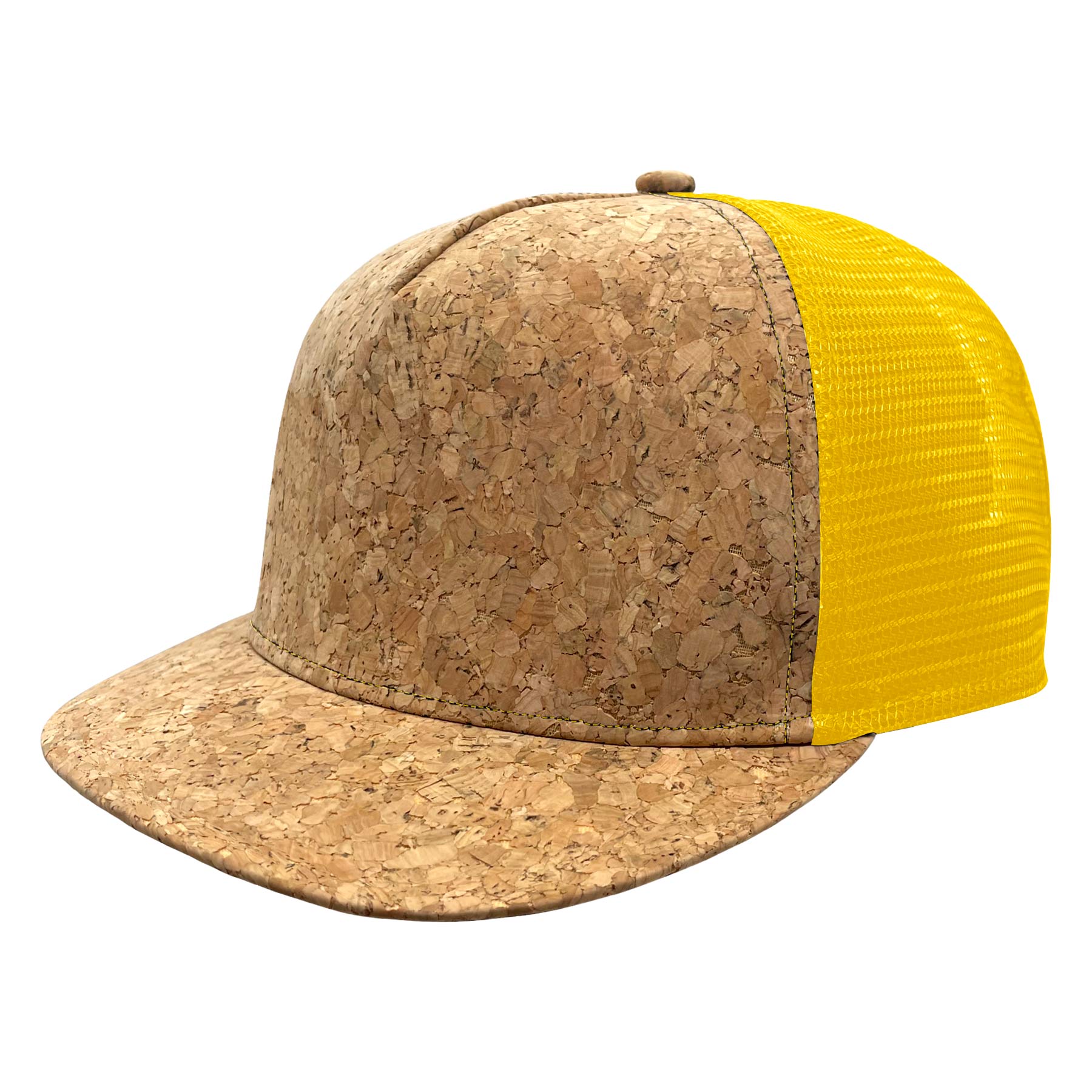 Cork Flat Visor 5 Panel Snapback Mesh Back Trucker Hat 8