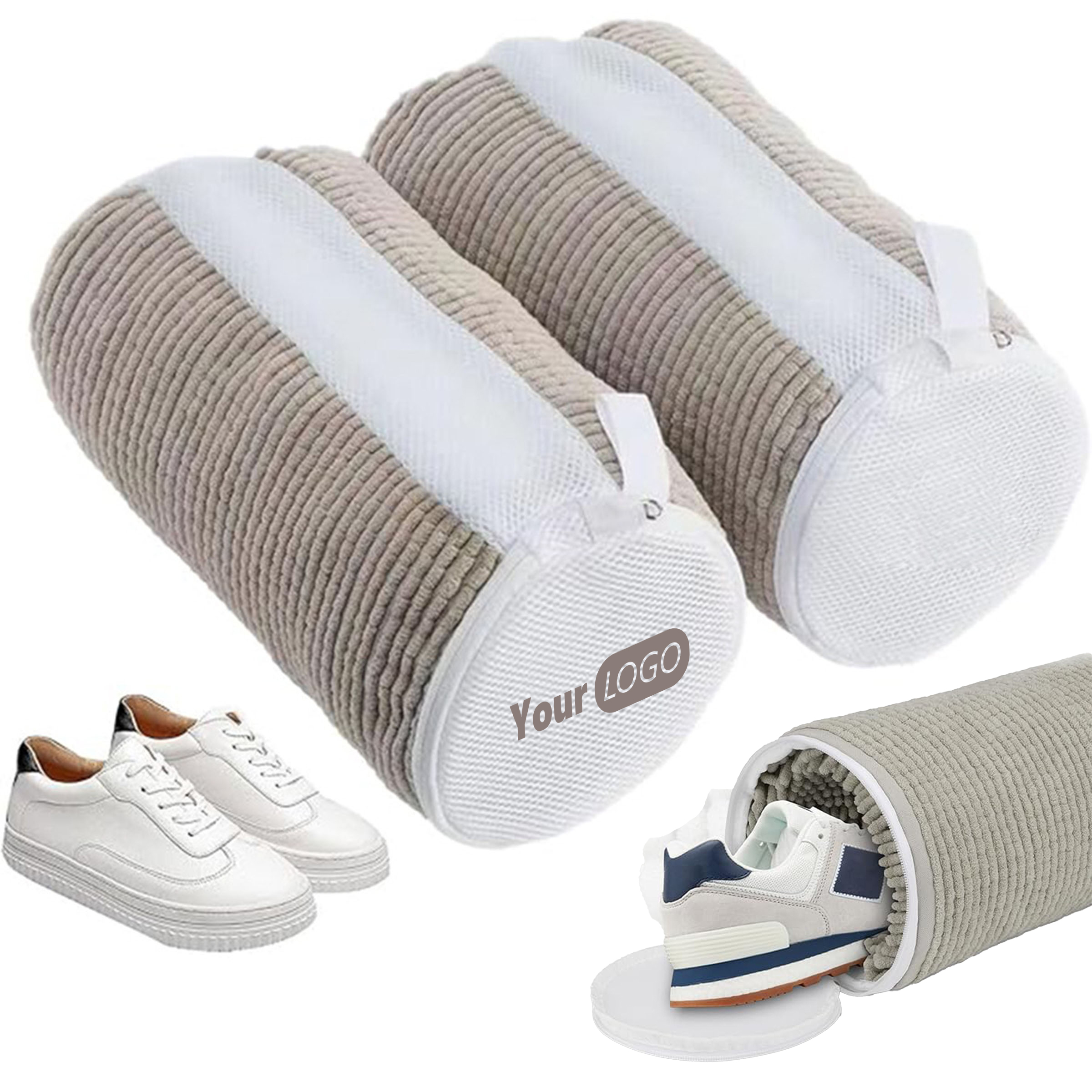 Polyester Soft Corduroy Shoe Bag With Zipper For Travel And Storage 2
