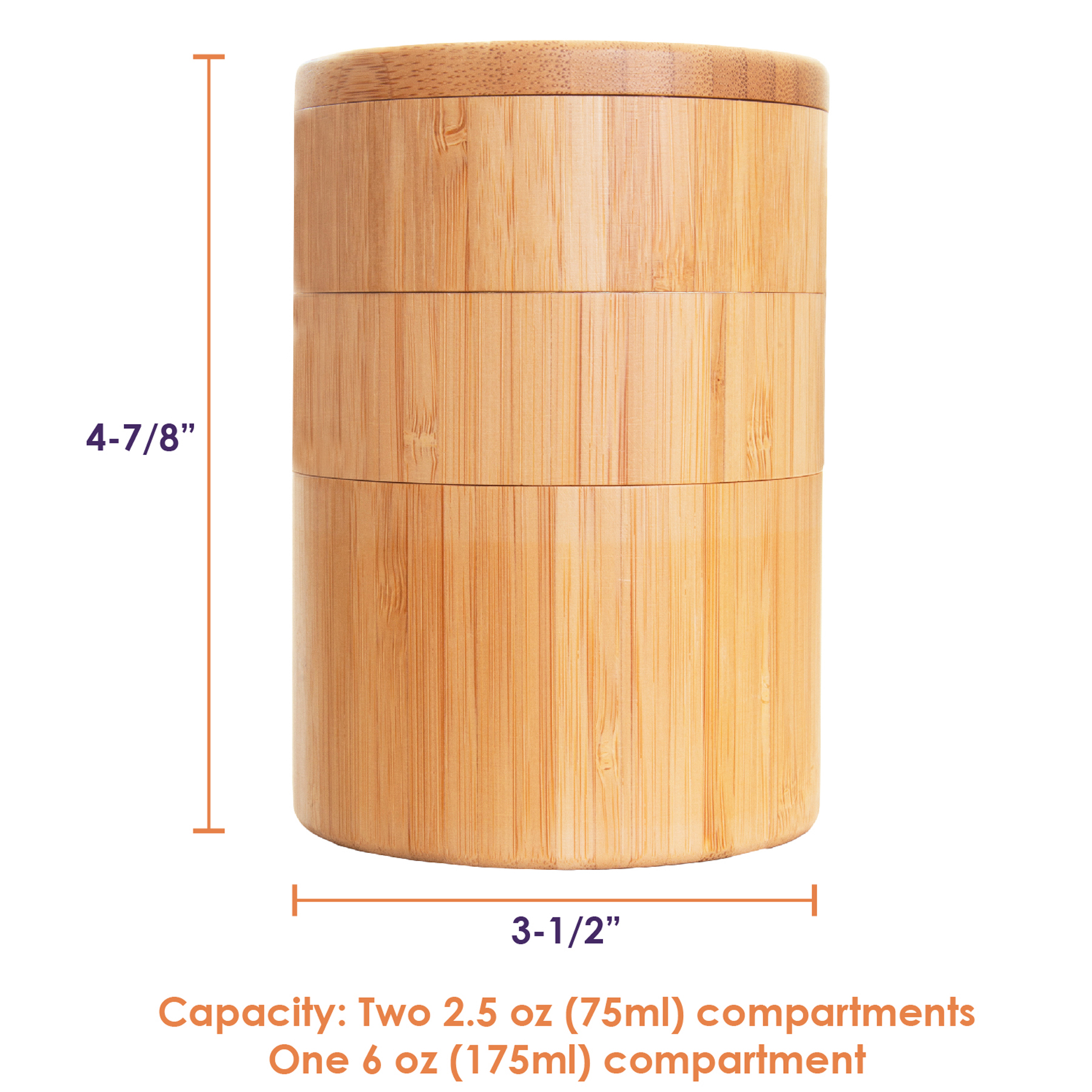 Tiered Triple Bamboo Salt Box with Magnetic Swivel Lids 3
