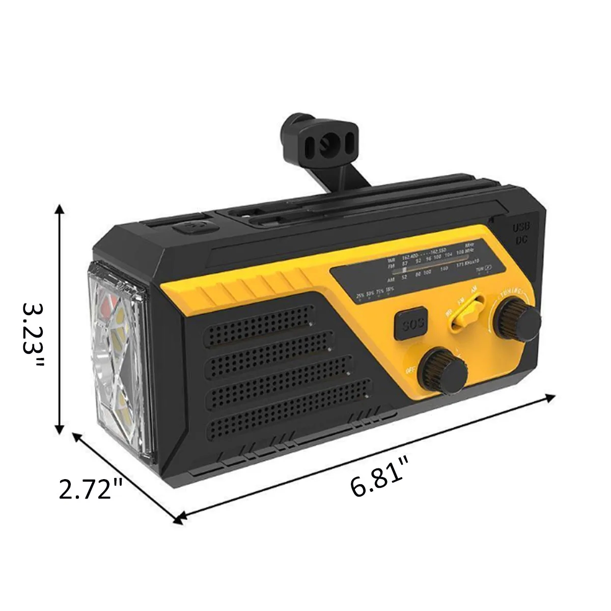 6000mAh Battery Powered SOS Alarm Emergency Hand Crank Radio 6