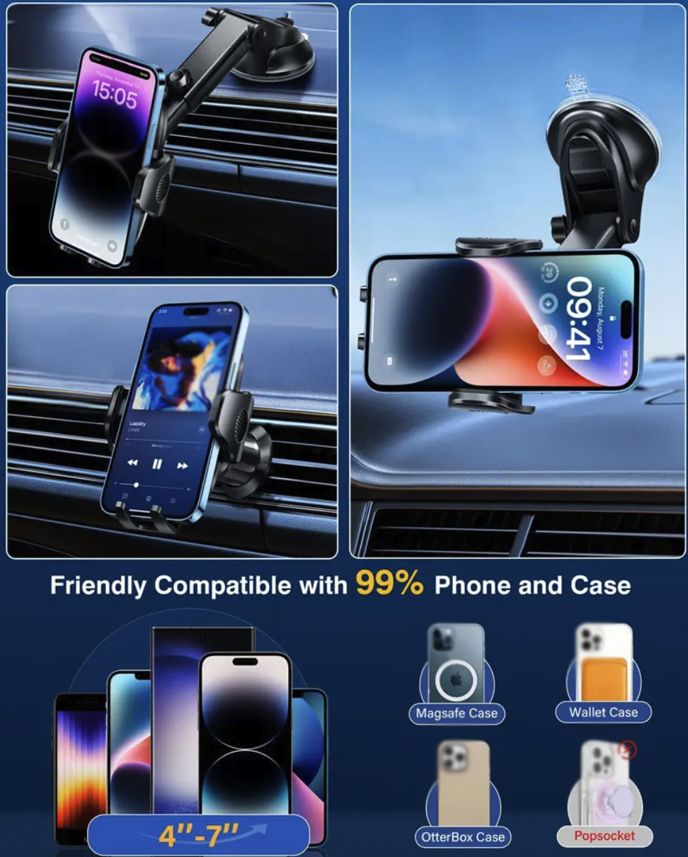 Handsfree Windshield Dash Strong Suction Cup Carbon Fiber Phone Holder Car Mount for Phone 5