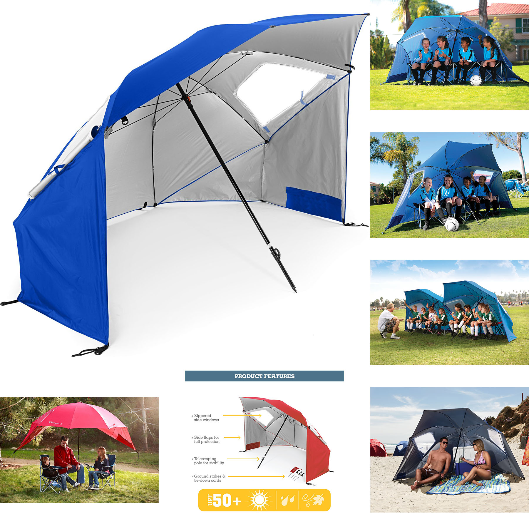 SPF 50+ Sun and Rain Canopy Umbrella for Camping