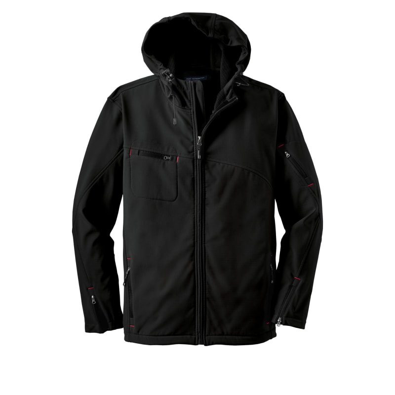Port Authority Textured Hooded Soft Shell Jacket. 10