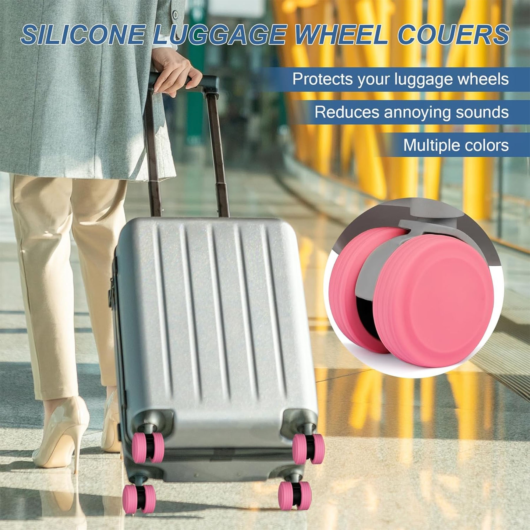 Luggage Wheel Covers Silicone Suitcase Wheel Protector 2
