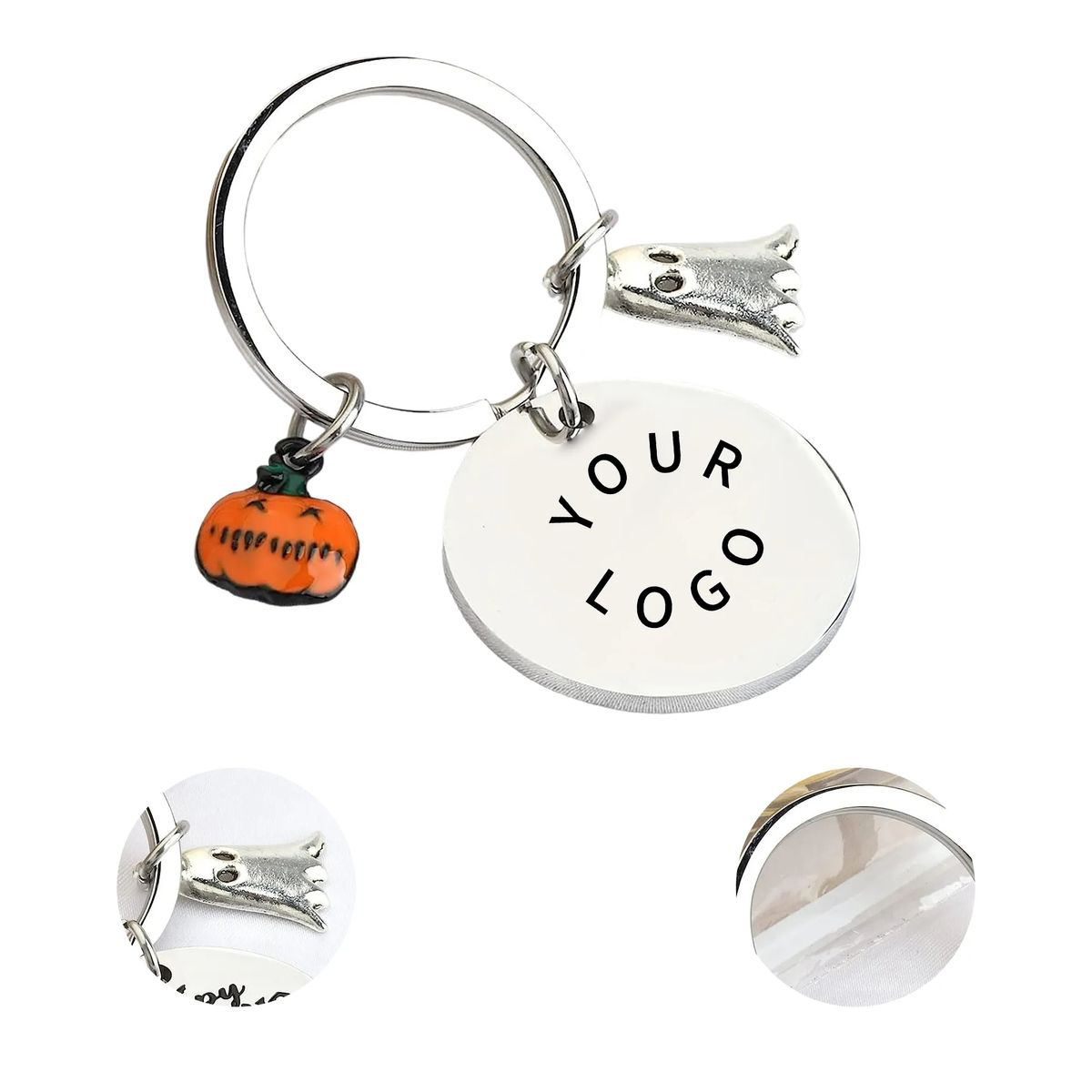 Stainless Steel Halloween Bat Skull Keychain 3