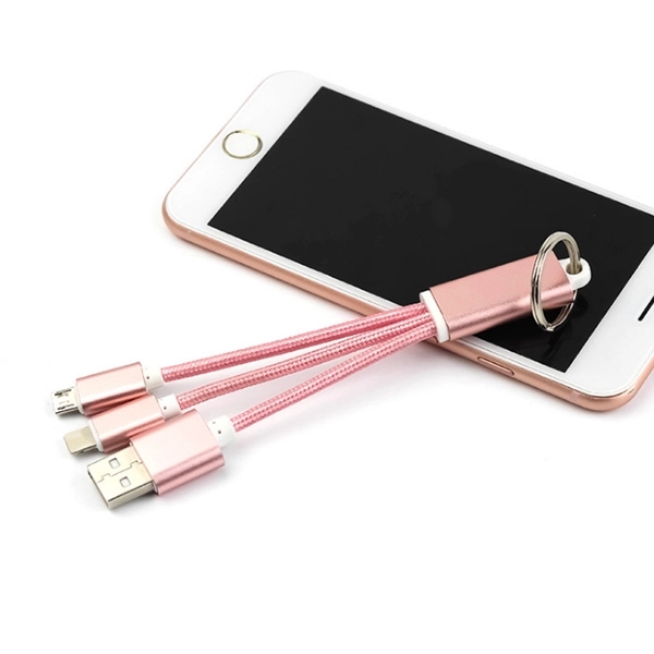 Metal 3-in-1 Charging Cable w/ Key Ring 4