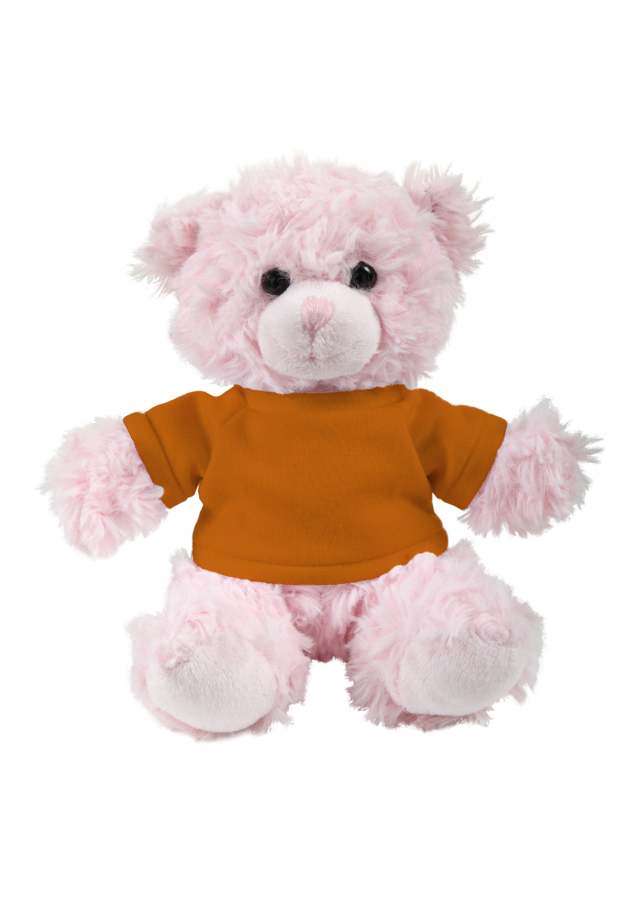 soft plush  Pink Curly Sitting Bear with t-shirt 9