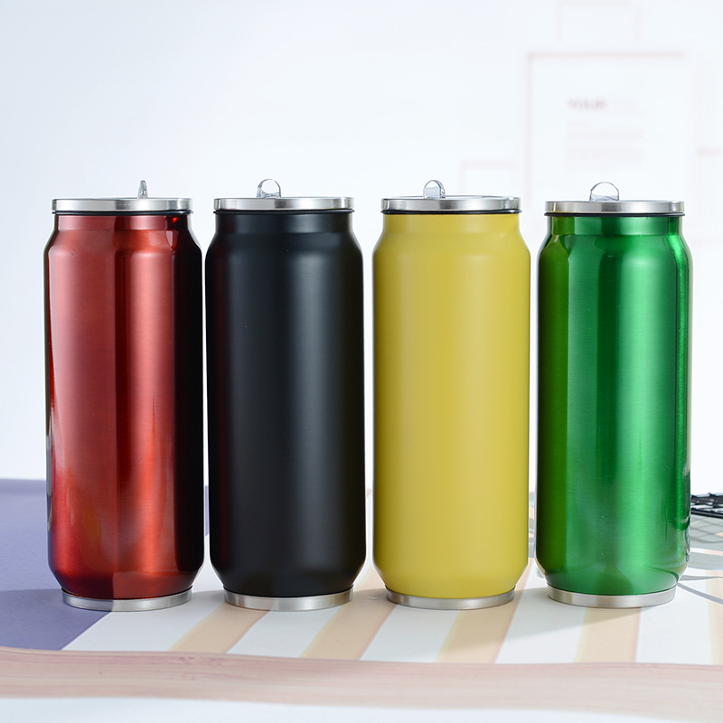 Can Shape Stainless Steel Insulated Water Bottle w/ Straws---10 oz 15