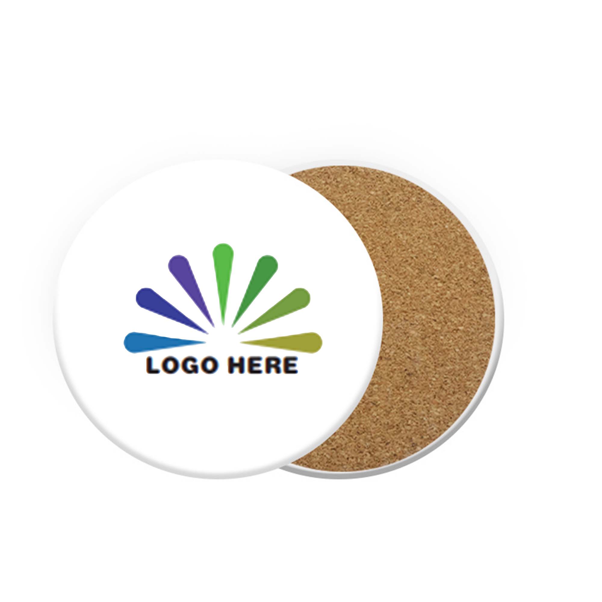 Round Ceramic Cork Absorbent Coaster 2