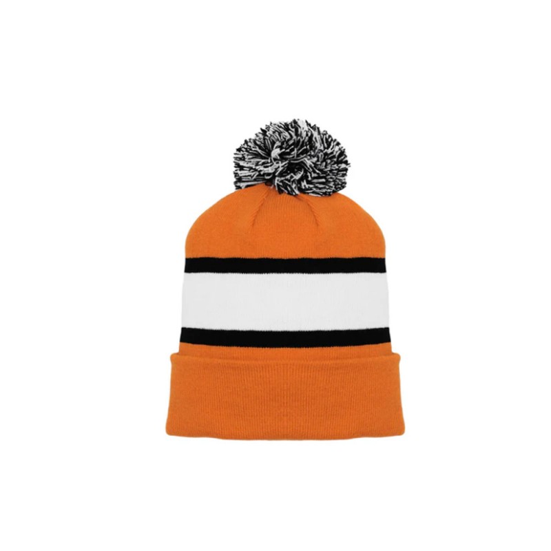 Knit Pom Beanie W/ Cuff 3