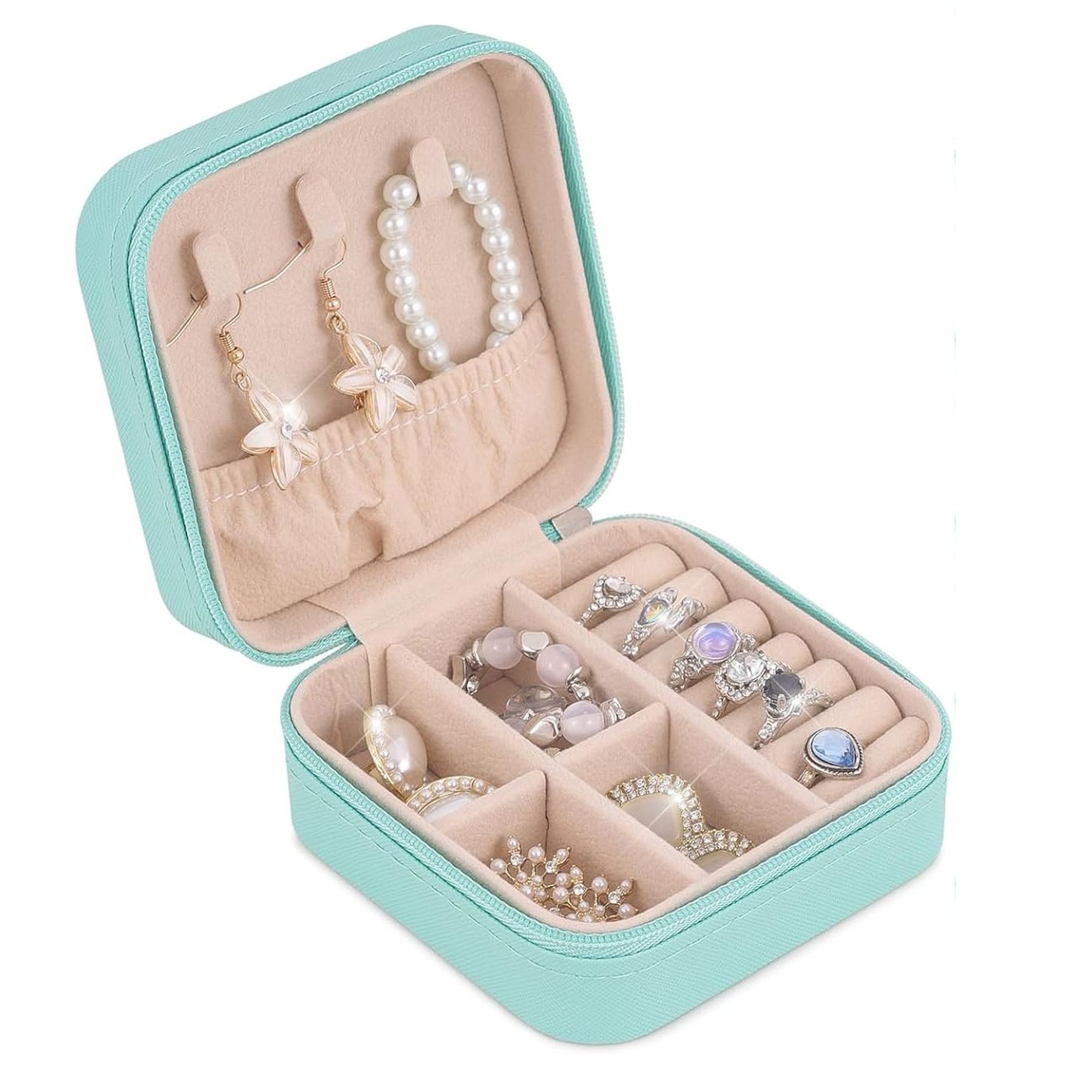 Pu Leather Small Jewelry Box Travel Portable Jewelry Case 4