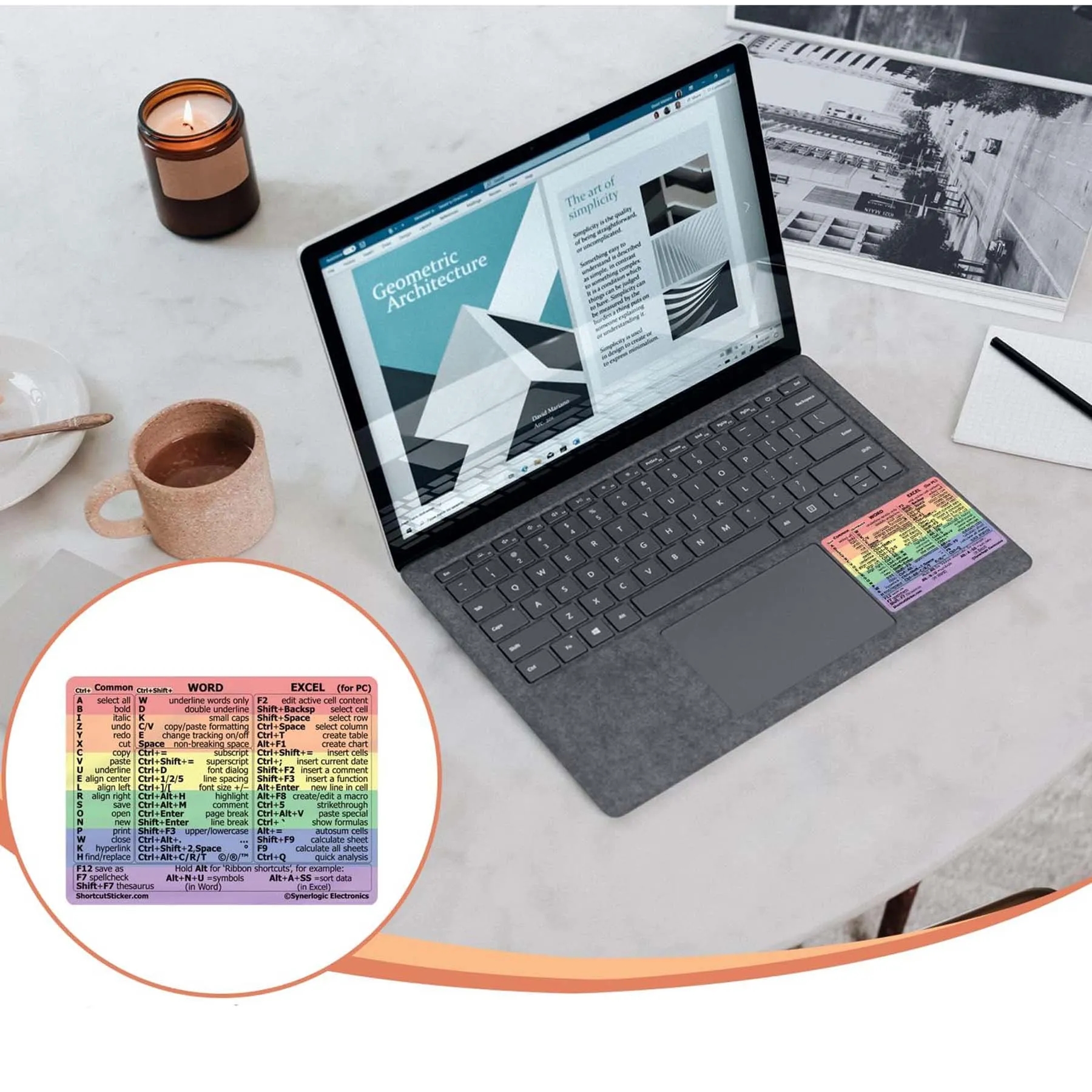 2 PCS Reference Guide Keyboard Shortcut Sticker 2