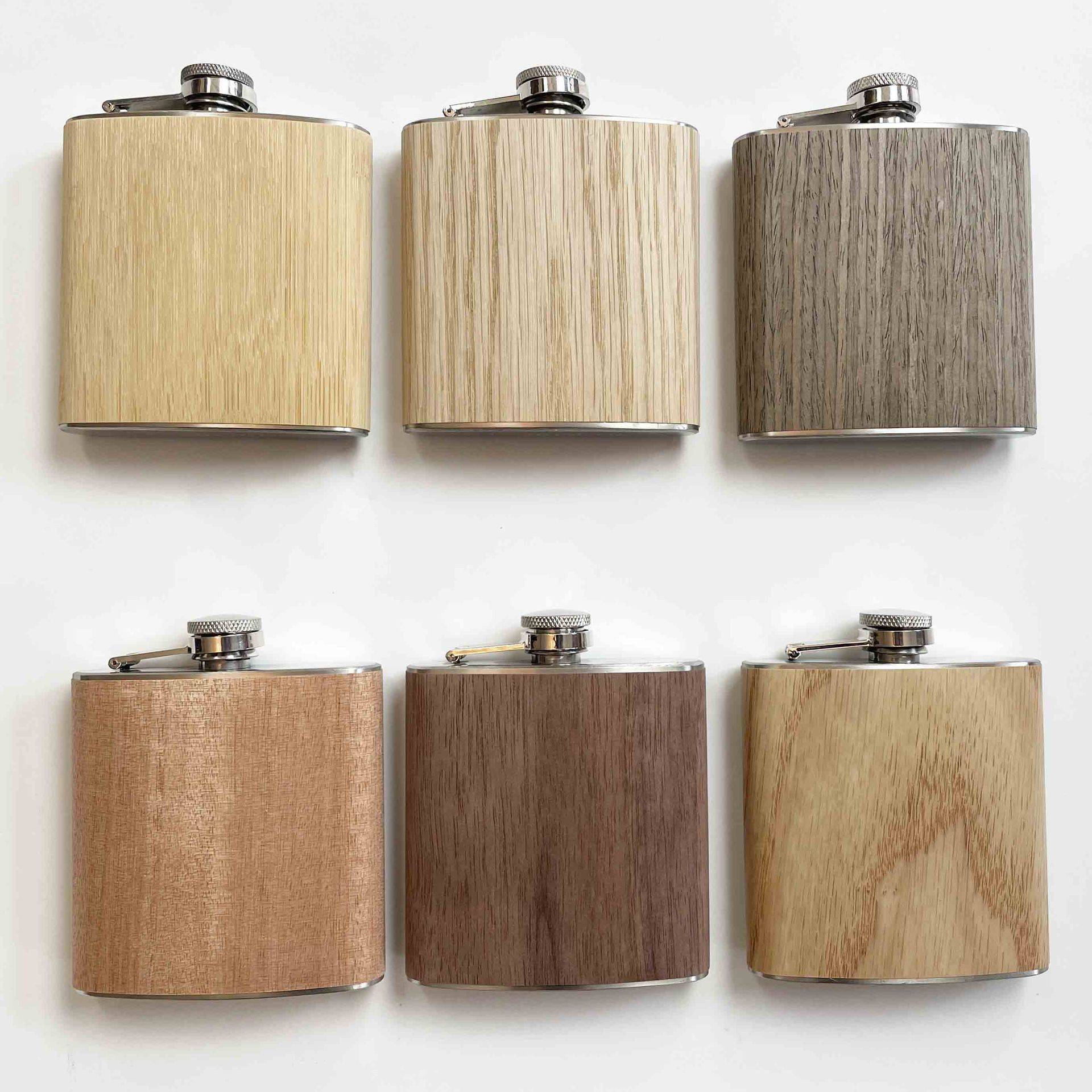Wood Grain Stainless Steel Hip Flask 4
