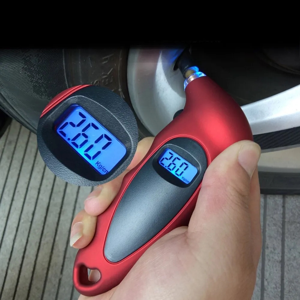 Professional Digital Tire Gauge with Emergency Hammer & Seat Belt Cutter for All Vehicles 4