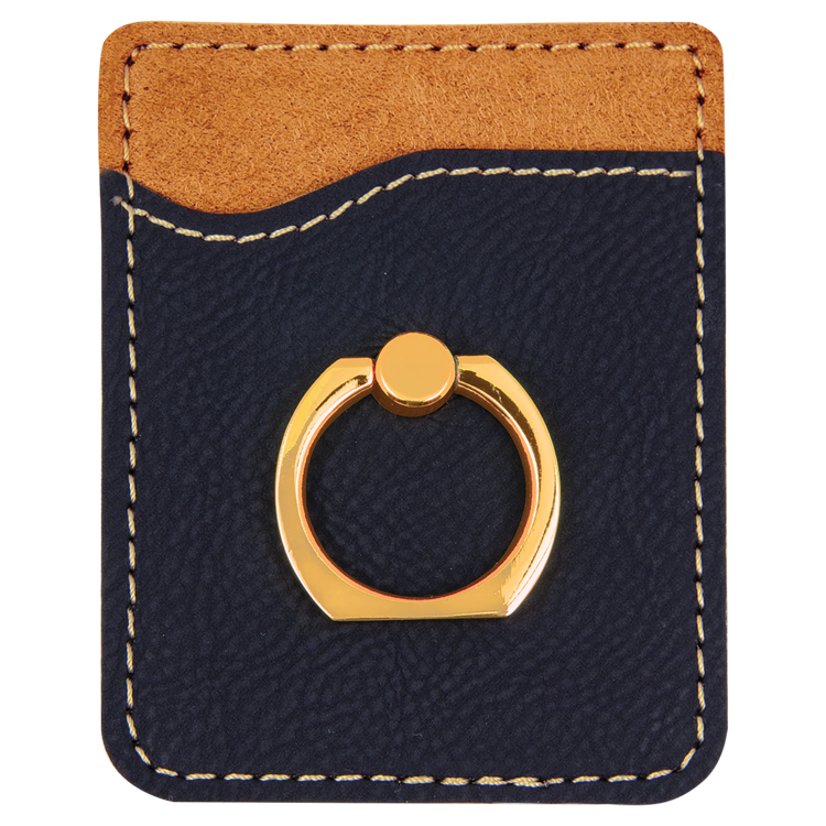 Black/Gold Leatherette Phone Wallet with Gold Ring 2