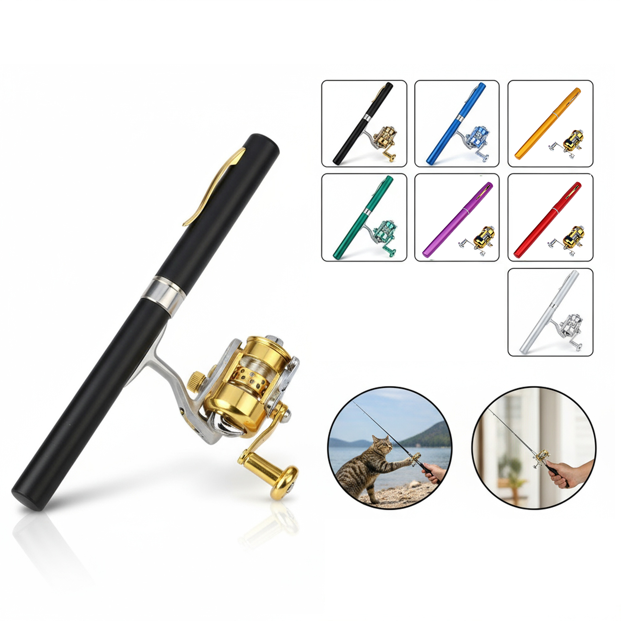 Aluminum Alloy Pen-Style Fishing Rod 1m Mini Portable Pocket Ice Raft Bridge Fishing Hard Action 4
