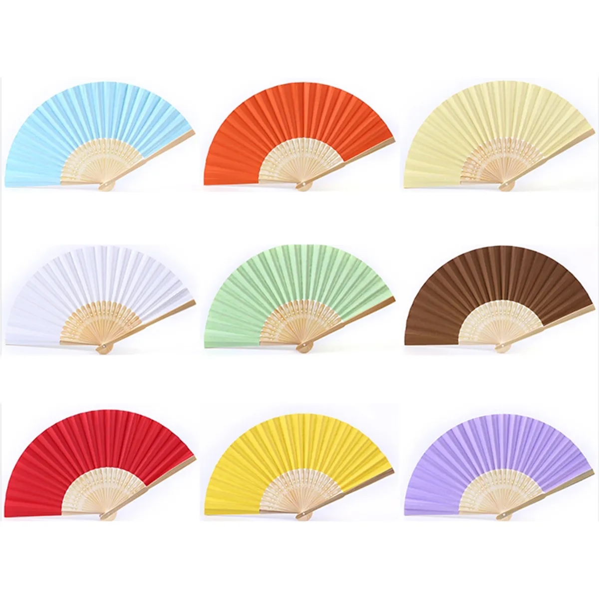 Custom Printing DIY Foldable Handheld Bamboo Paper Fan 2
