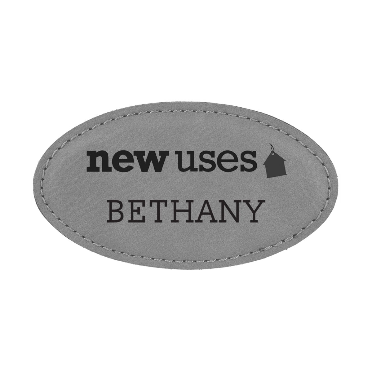 Laser Engraved Stitched Leatherette Badge w/ Magnetic Back (1.75"X3.25") Oval 5